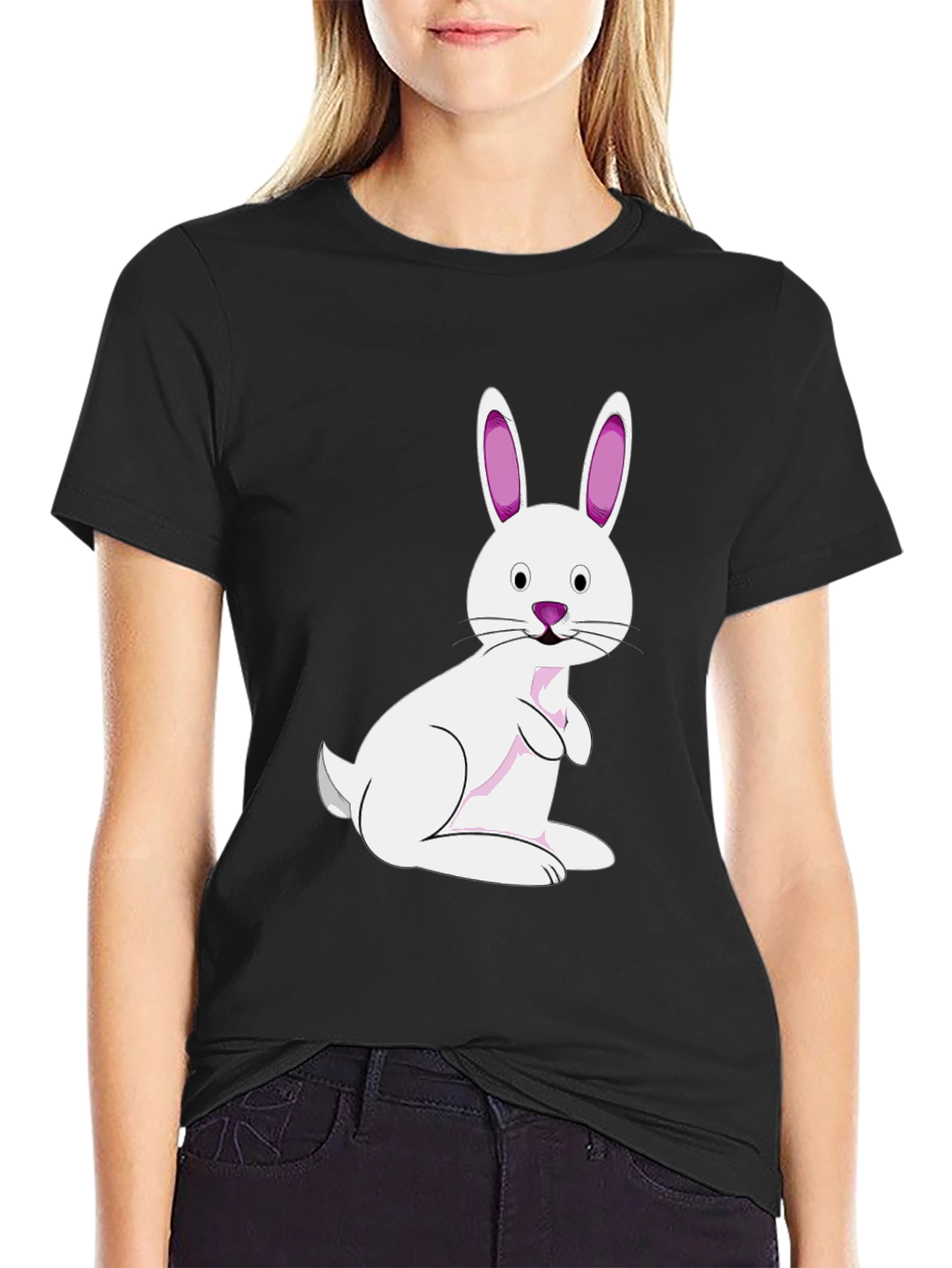 Easter Bunny Graphic Tee - Black Cotton Blend - 2