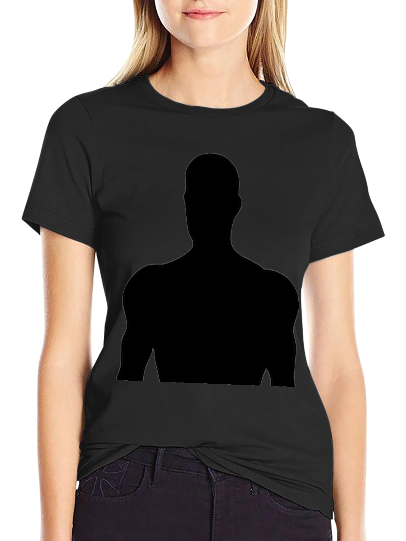 Men's Black T-Shirt with Silhouette Design - 2