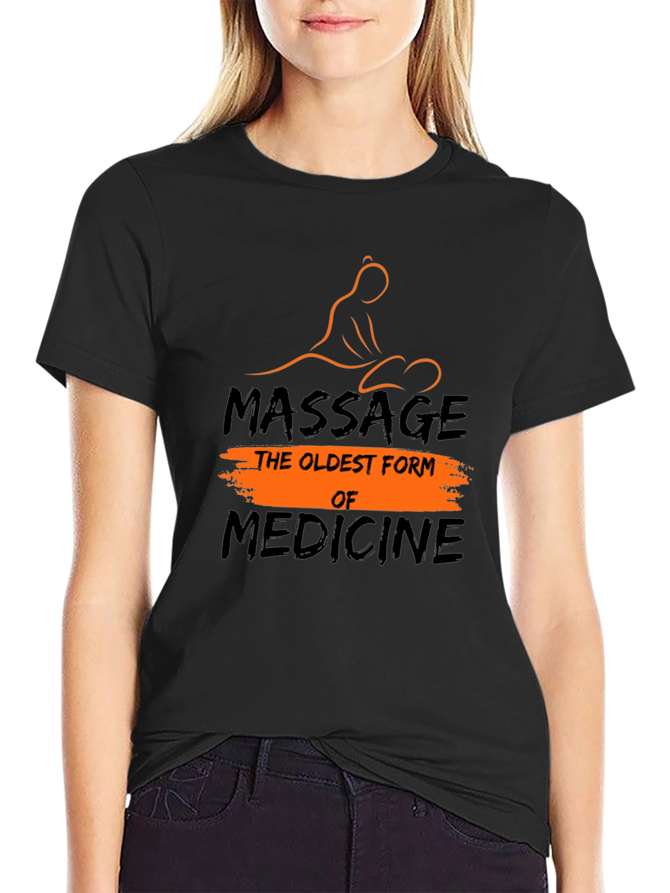 Black Massage Therapy T-Shirt: The Oldest Form of Medicine view 2