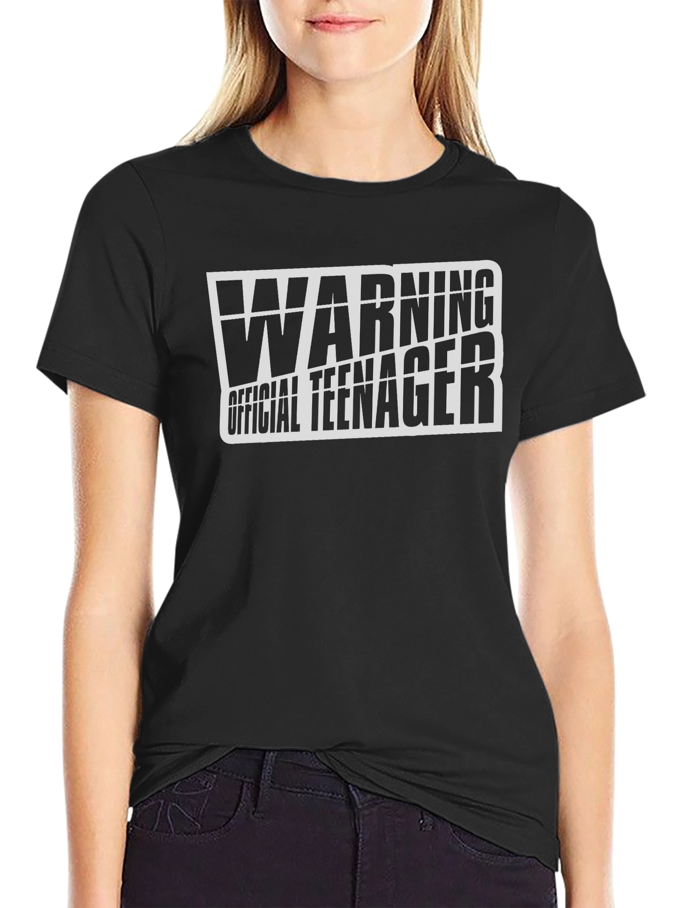 Warning Official Teenager Black Graphic Tee - 2