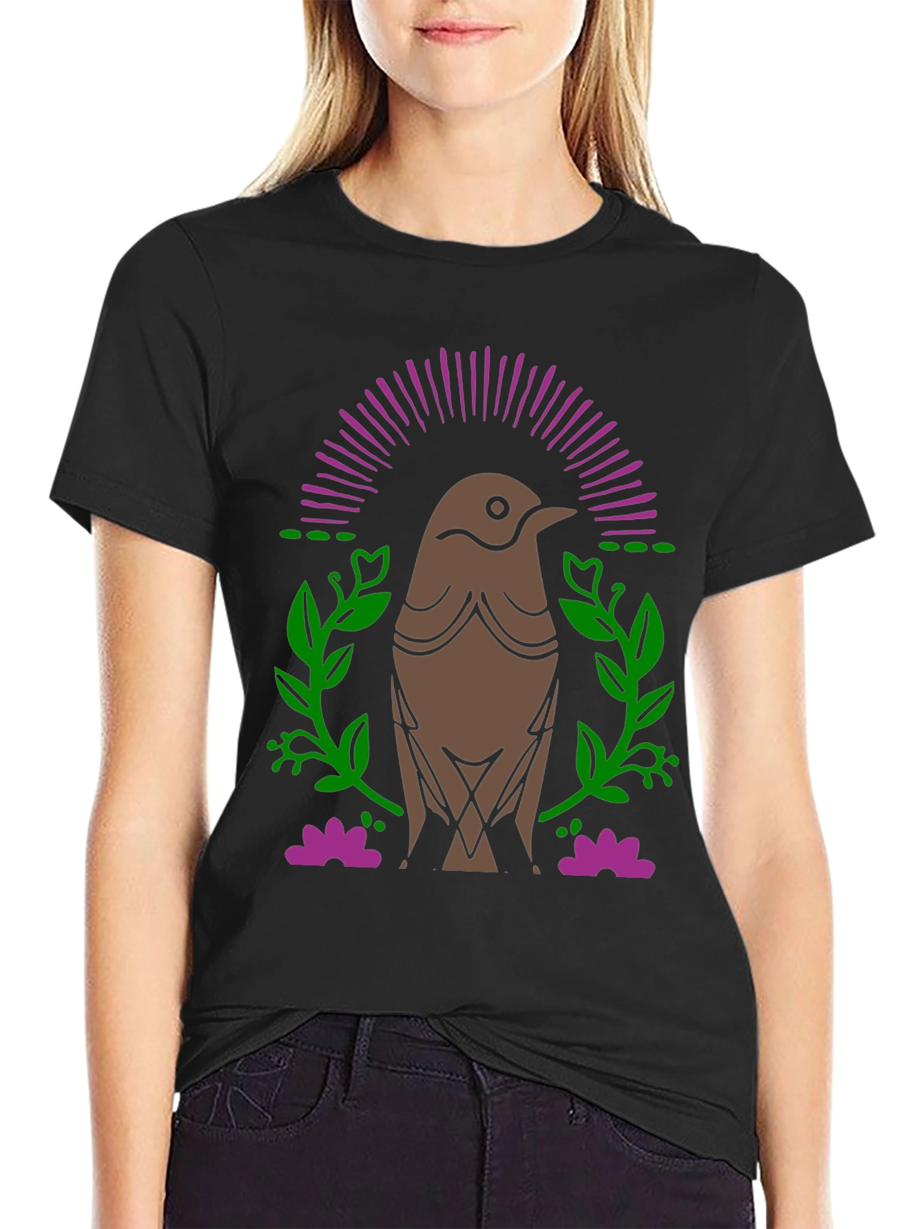 Black Bird Graphic Black T-Shirt view 2