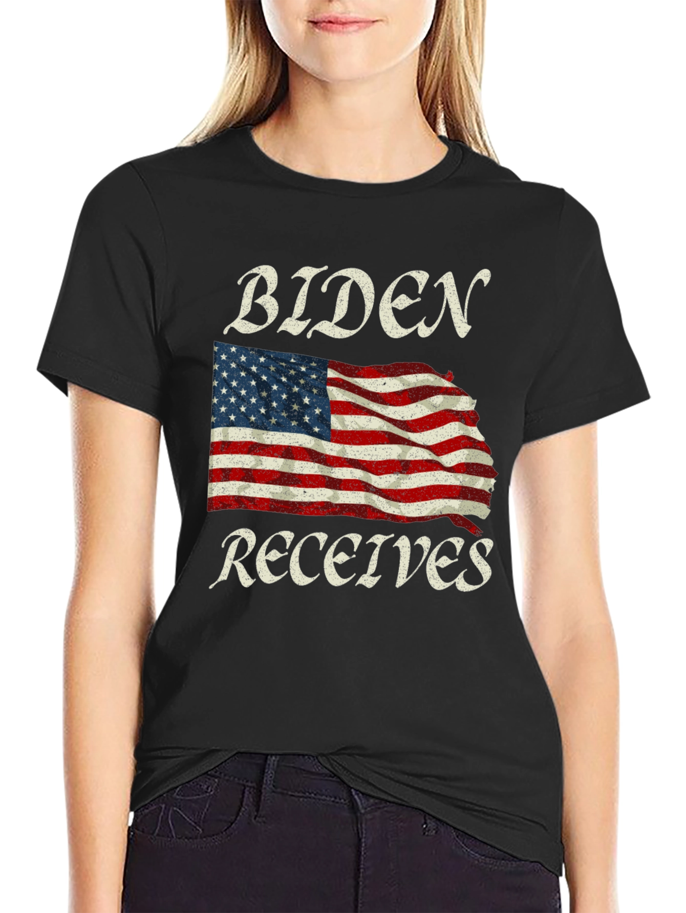 Black Biden Receives American Flag Graphic Tee view 2