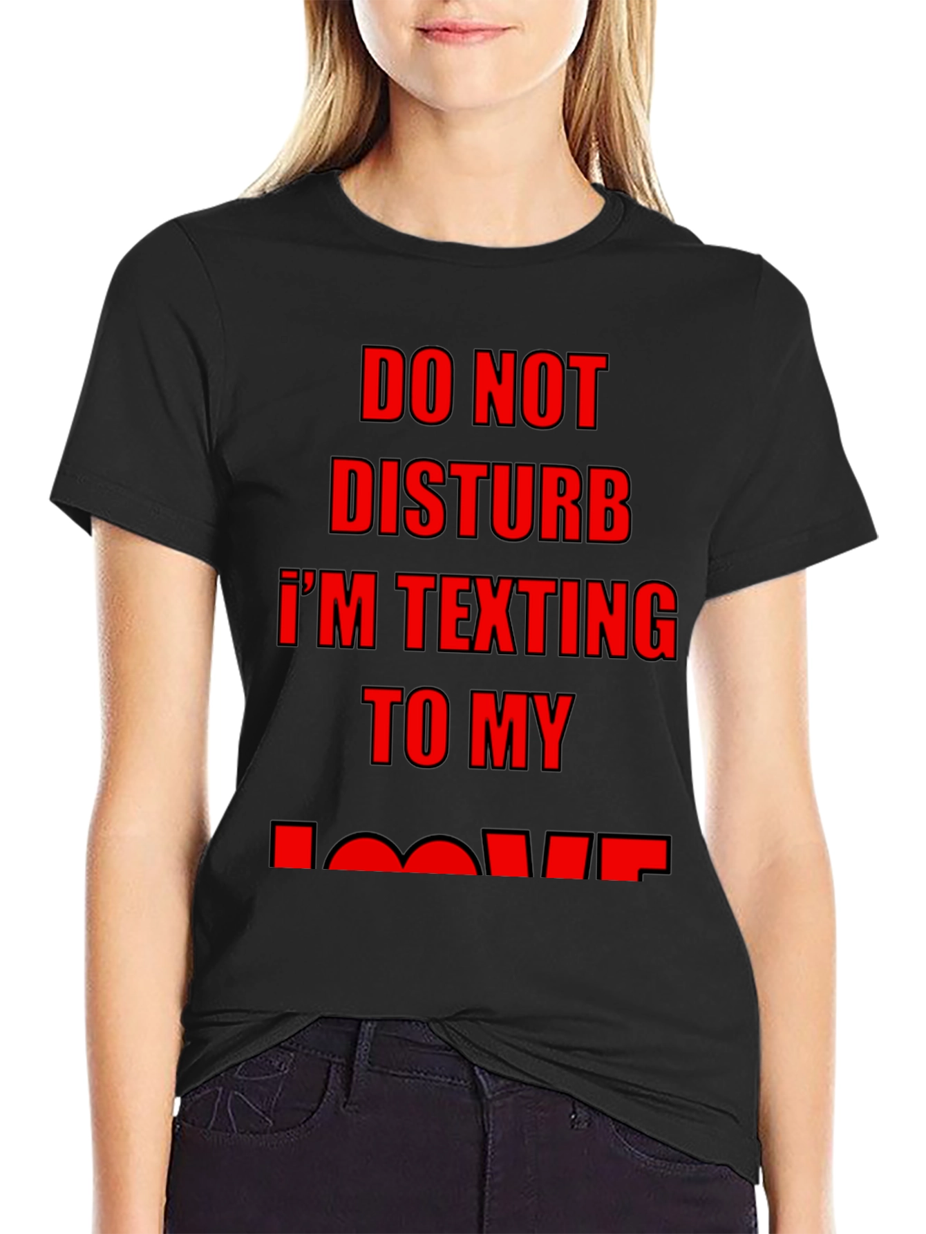 Black Do Not Disturb Texting T-Shirt view 2