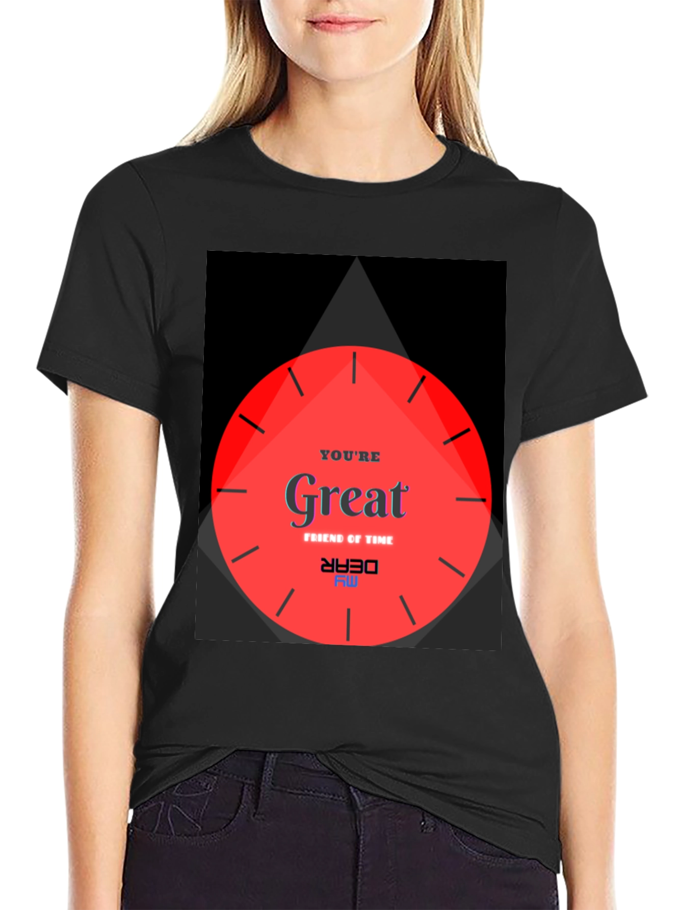 Black Unique Graphic Tee - Great Friend of Time Design view 2