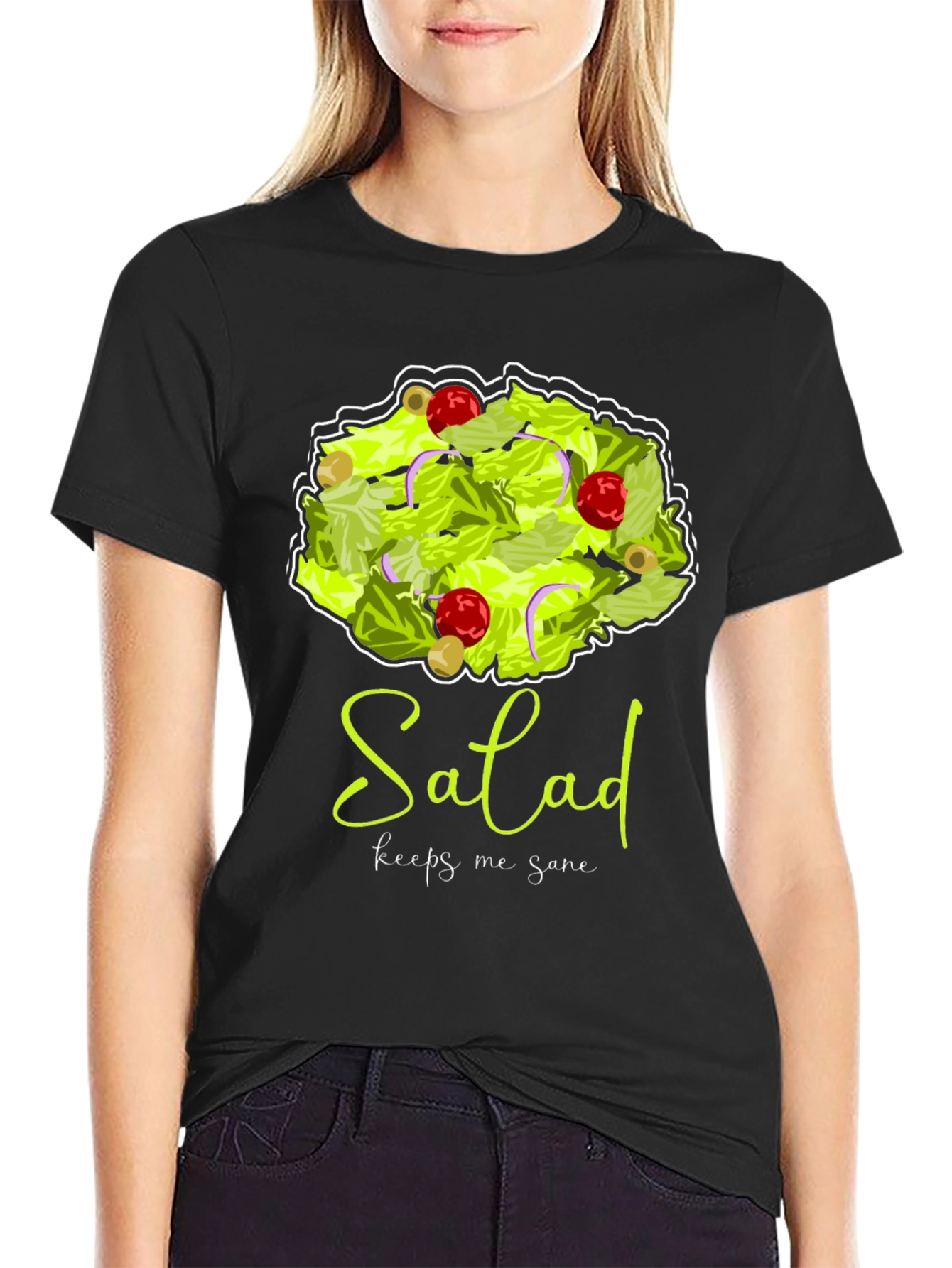 Black Salad Keeps Me Sane Graphic T-Shirt view 2