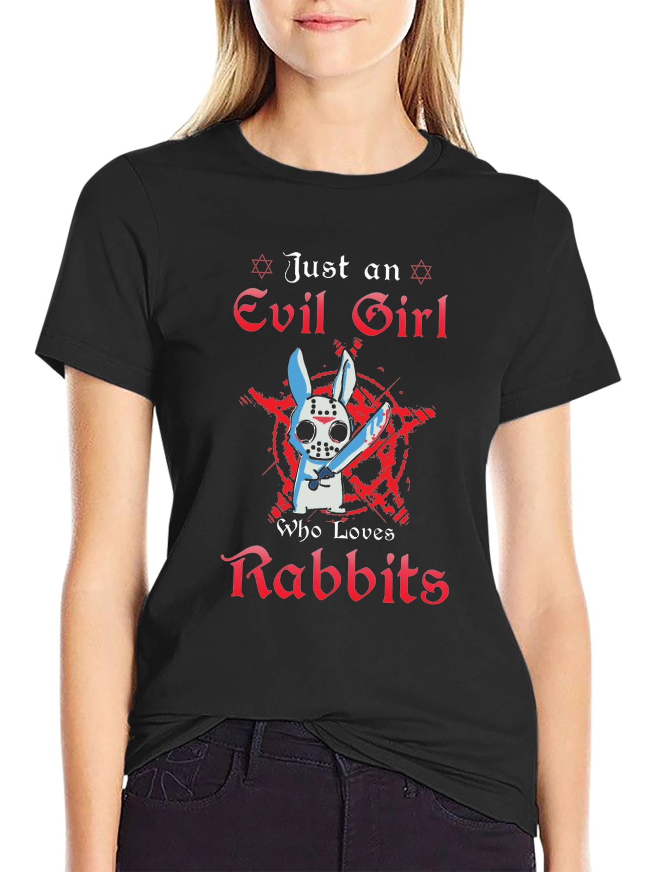 Black Evil Girl Rabbit T-Shirt view 2