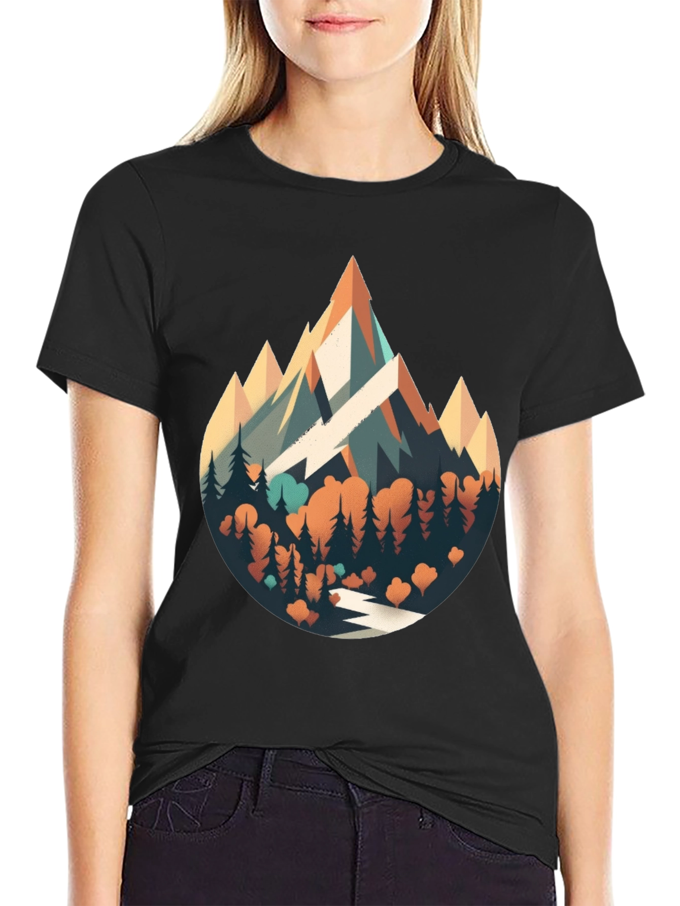 Black Mountainscape Graphic Tee - Nature Adventure Shirt view 2