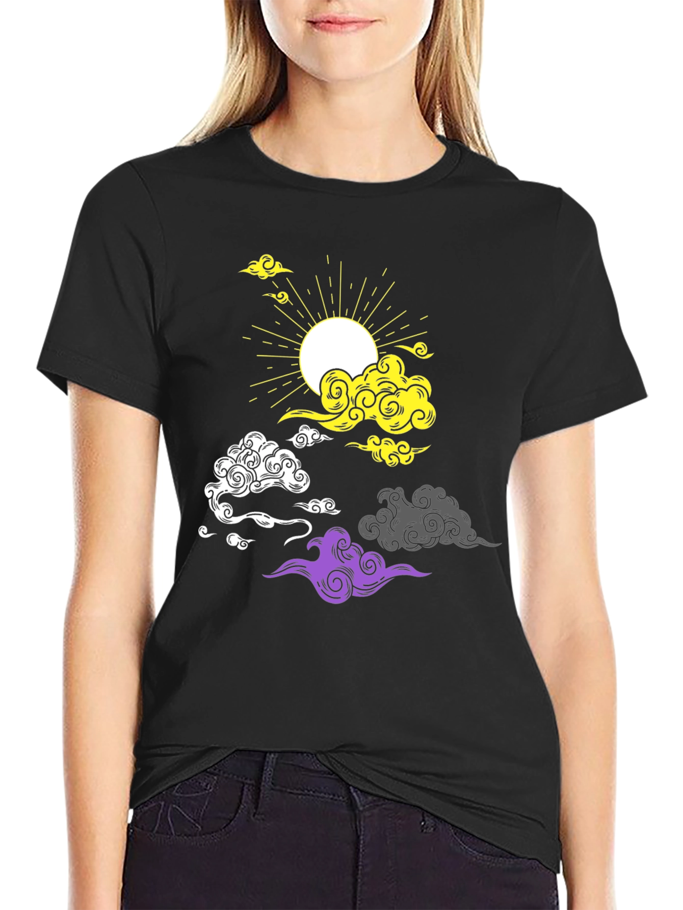Black Nonbinary Pride Cloud T-Shirt view 2
