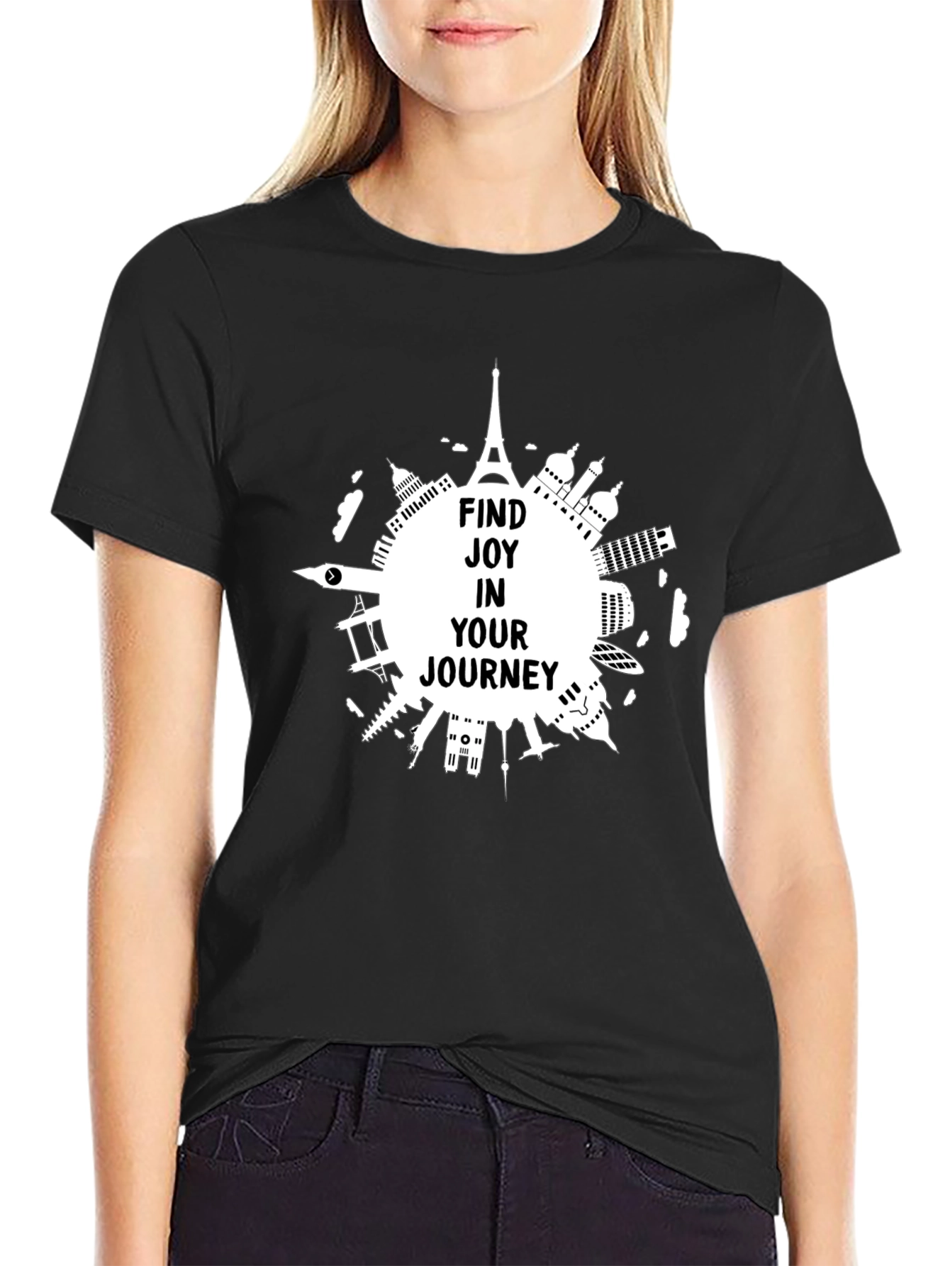Black Travel Inspired Graphic Tee - Find Joy In Your Journey view 2