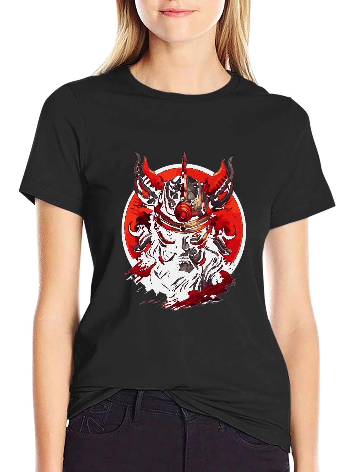 Black Red Horned Warrior T-Shirt view 2