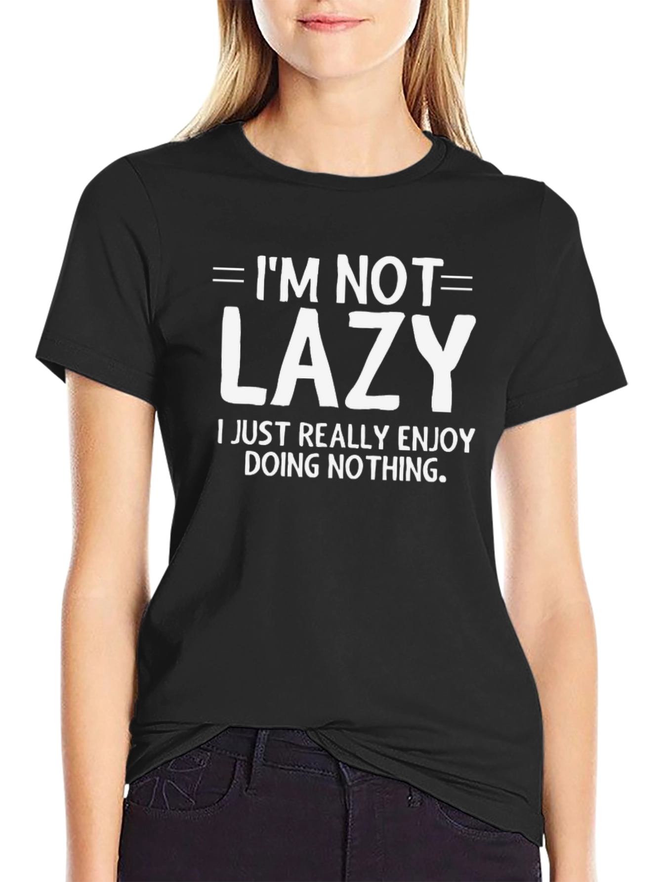 Black I'm Not Lazy T-Shirt - Funny Slogan Tee view 2