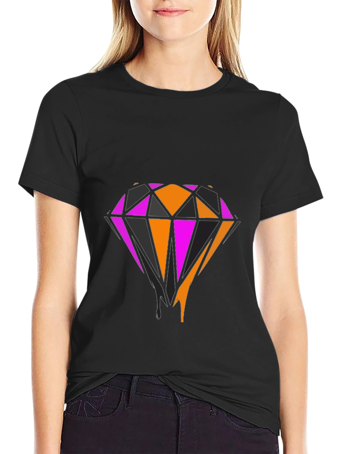Black Bold Diamond Graphic Tee - Black view 2