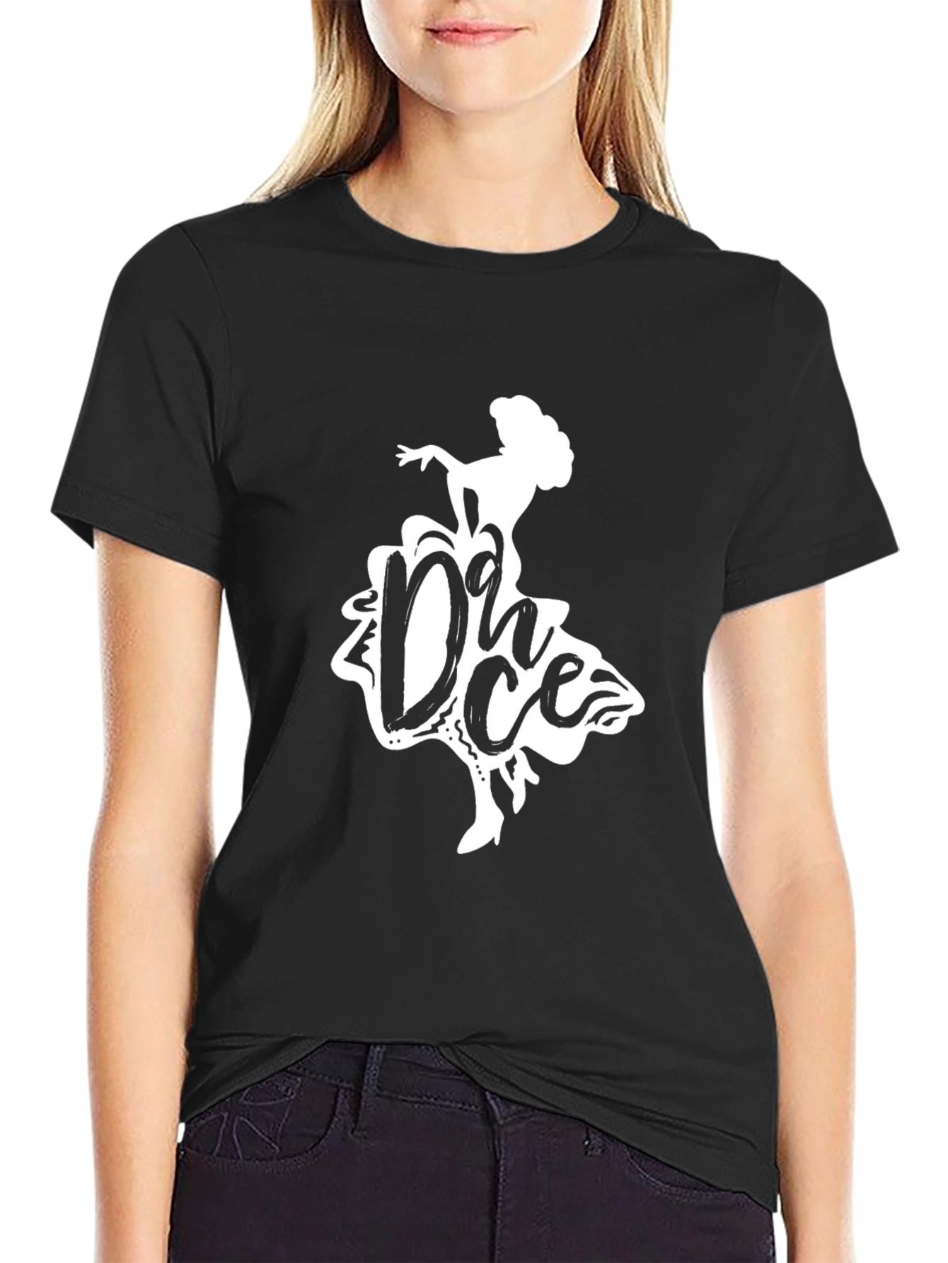 Black Dance Silhouette Black T-Shirt view 2