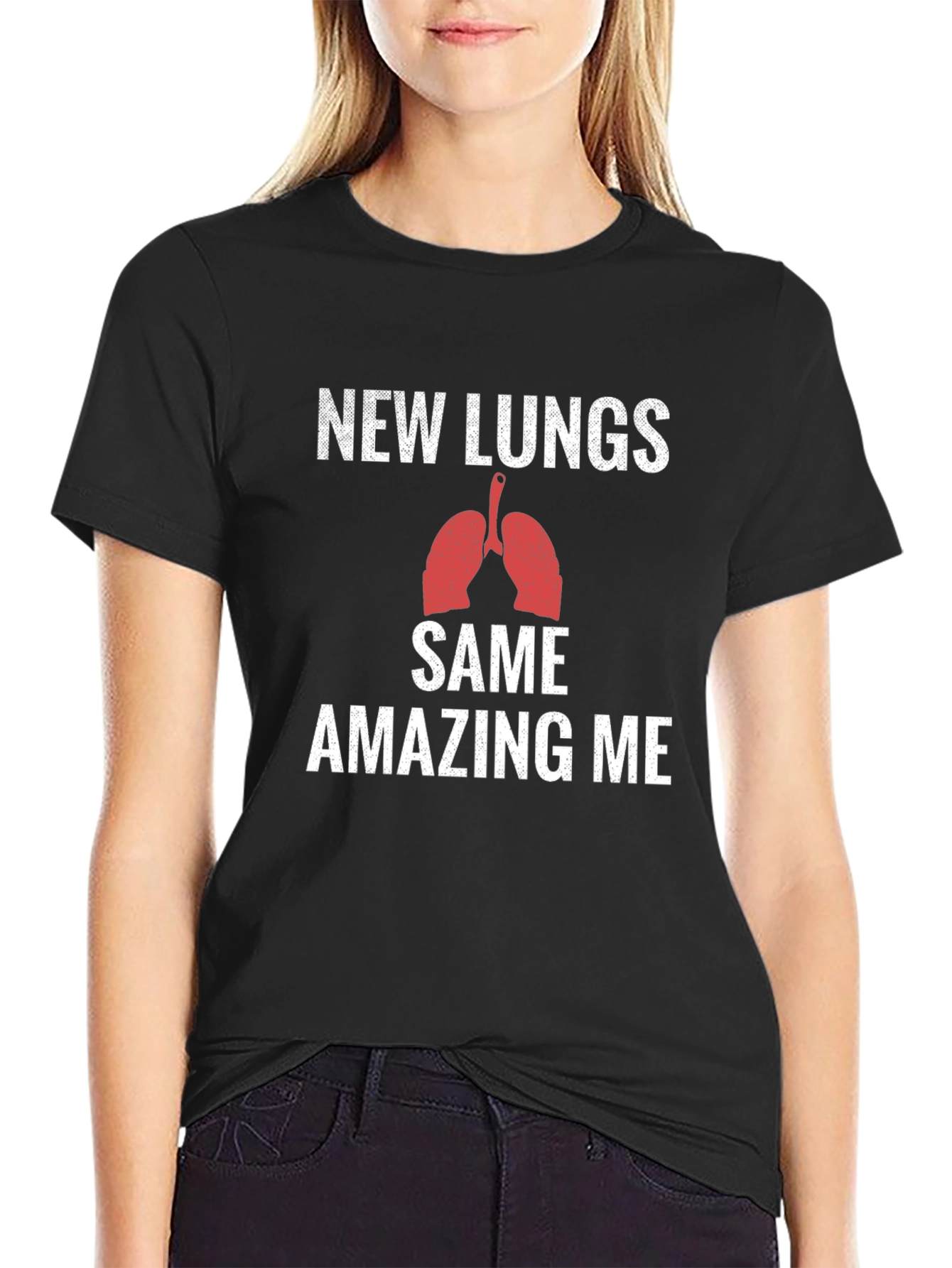 Black New Lungs Same Amazing Me Graphic T-Shirt view 2