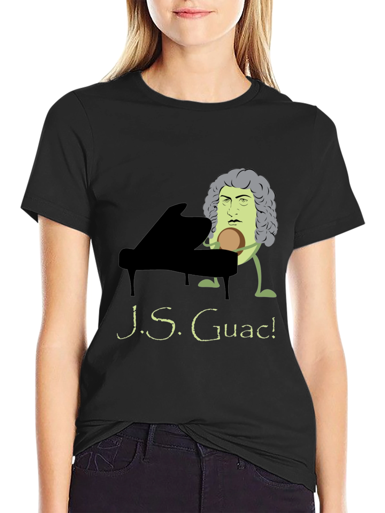 Black J.S. Guac! Funny Music T-Shirt - Black view 2
