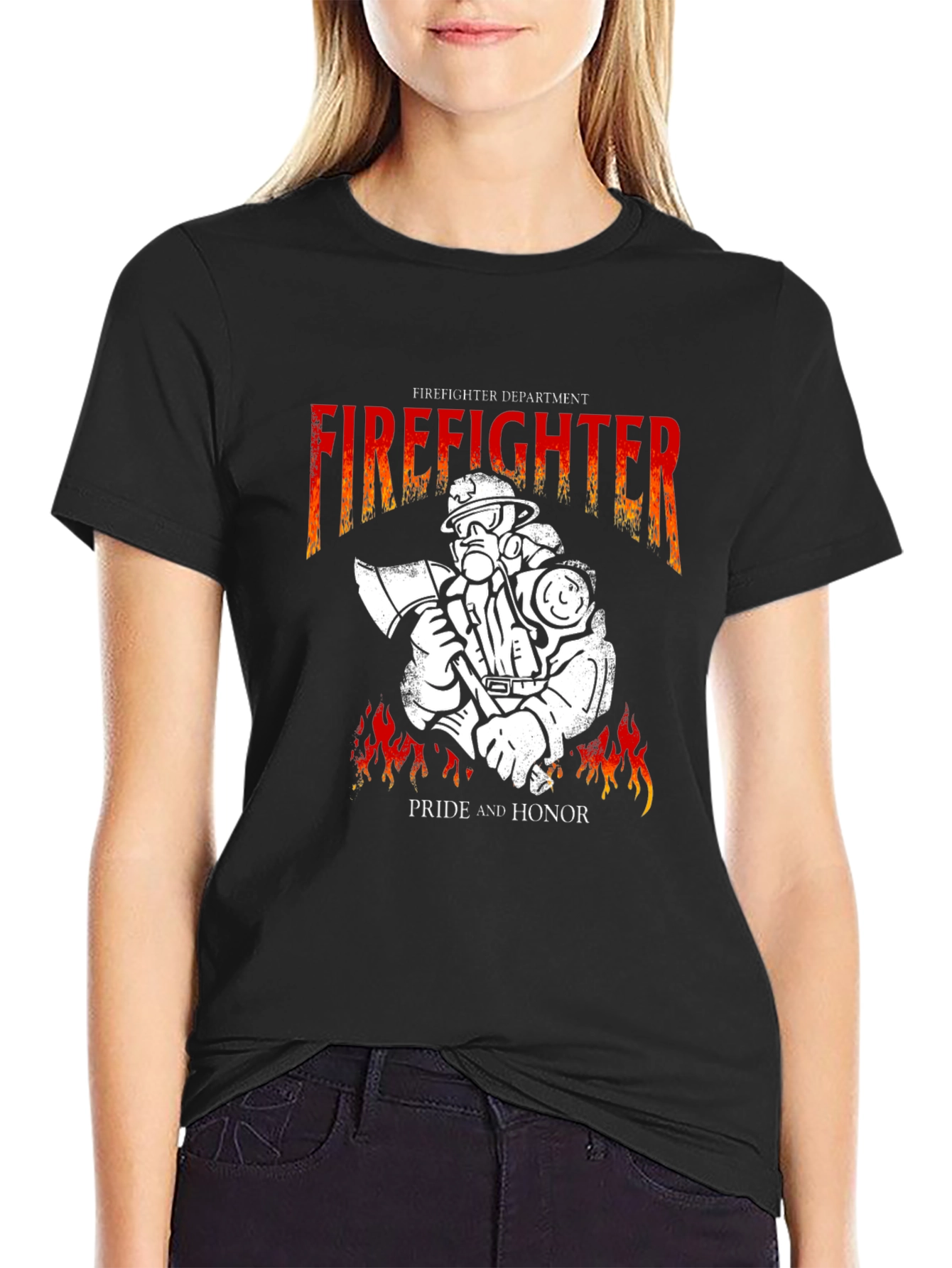 Black Firefighter Pride T-Shirt - Honor & Duty view 2