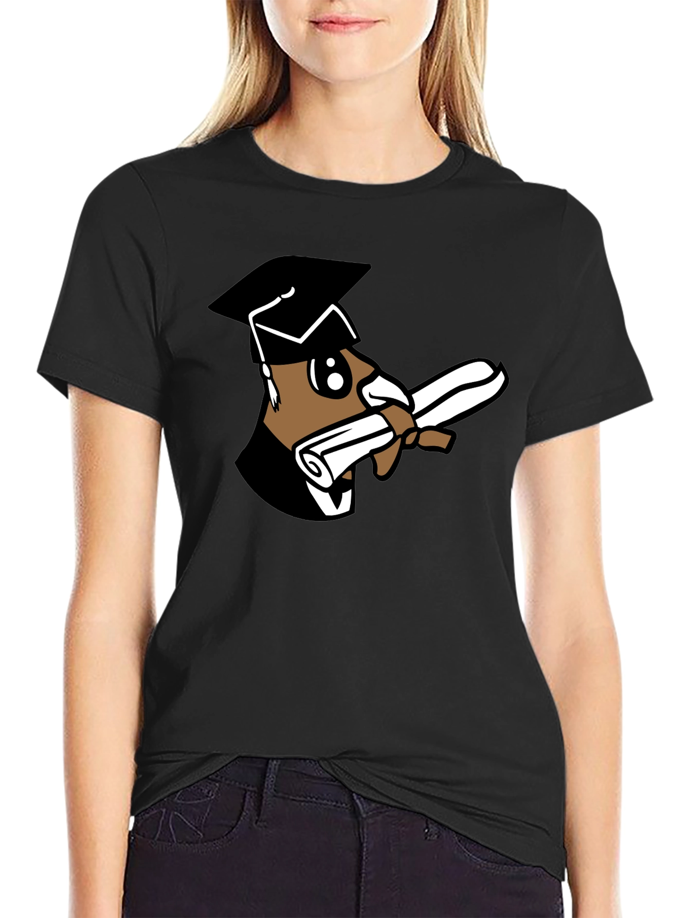 Black Graduation Bear Black T-Shirt view 2