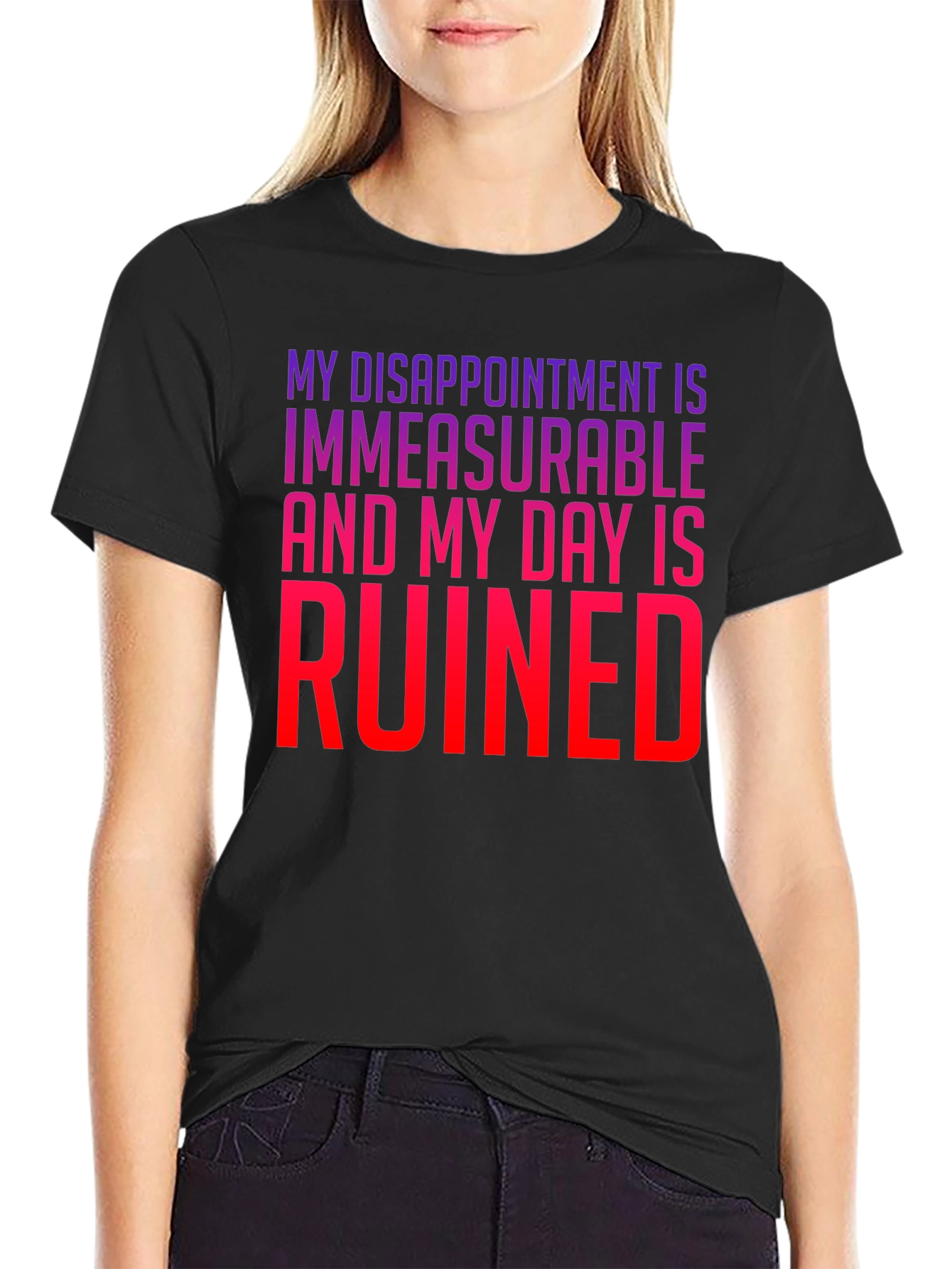 Black My Disappointment is Immeasurable T-Shirt view 2