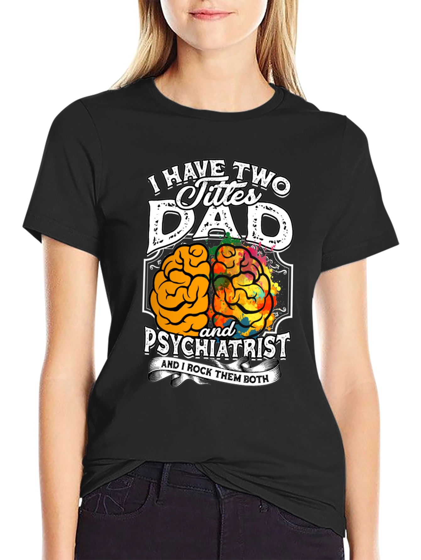 Black Dad Psychiatrist Graphic T-Shirt view 2