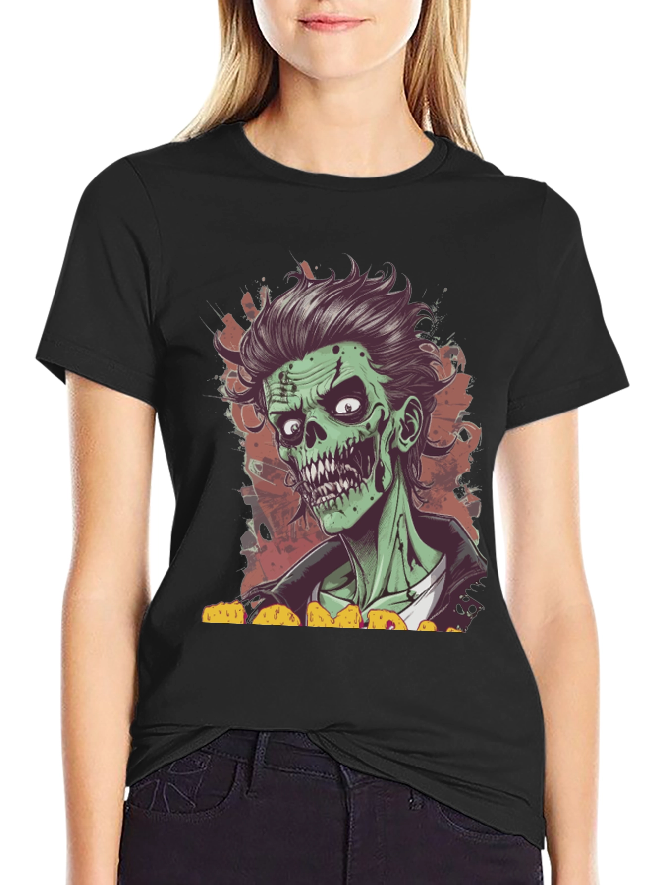 Black Zombie Taco Lover T-Shirt - Spooky Graphic Tee view 2