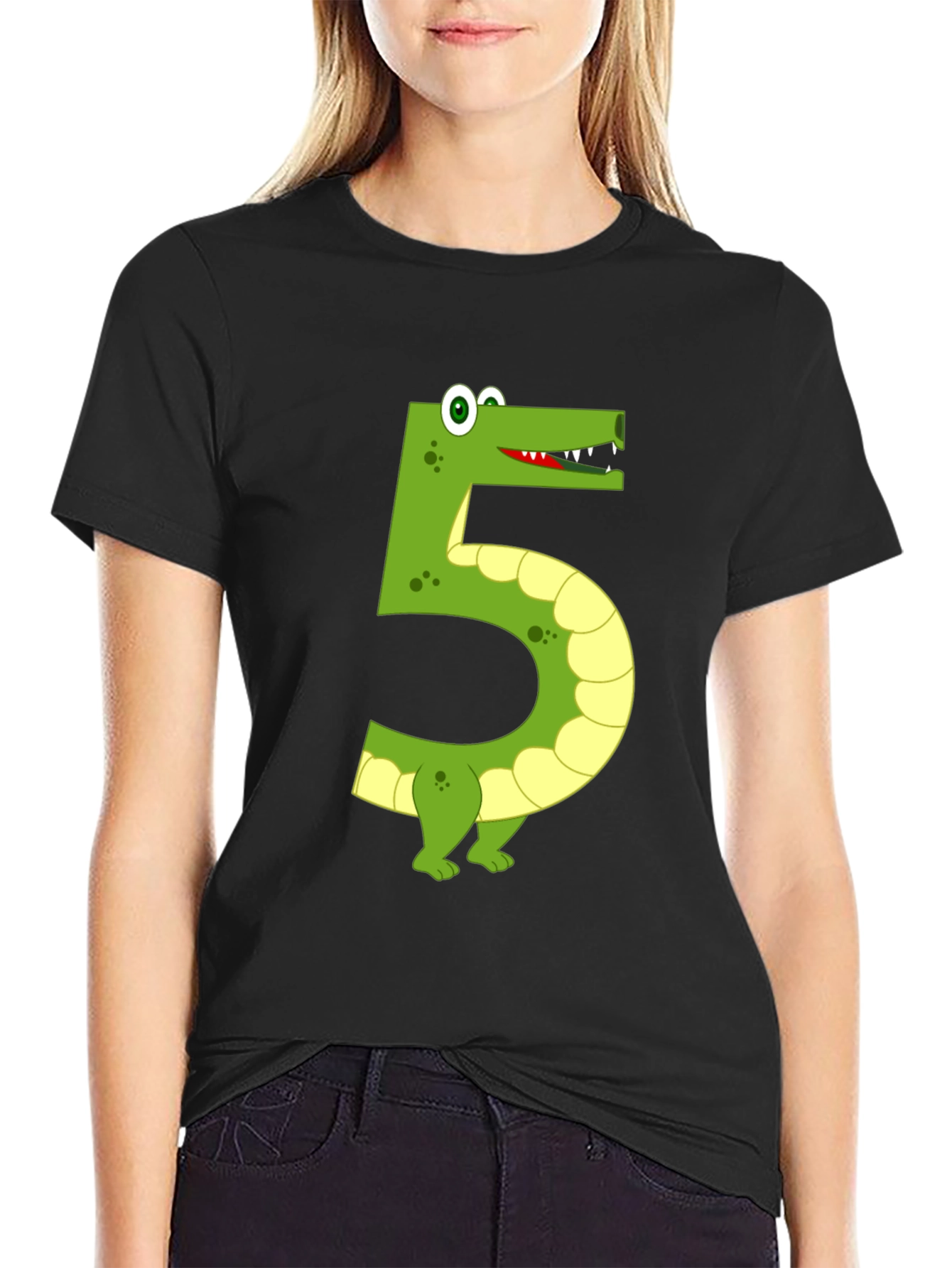 Black Fun Number 5 Alligator Tee view 2