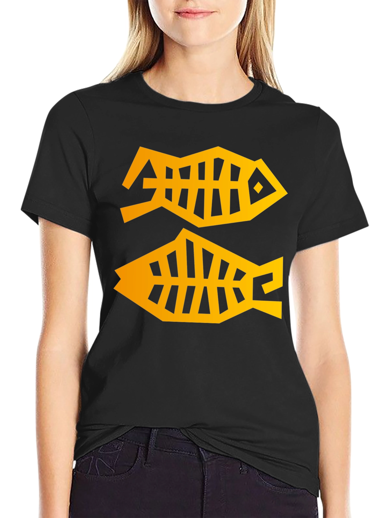 Abstract Fish T-Shirt - Black Graphic Tee - 2