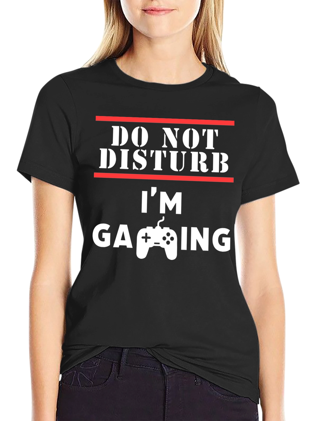 Black Do Not Disturb I'm Gaming T-Shirt view 2