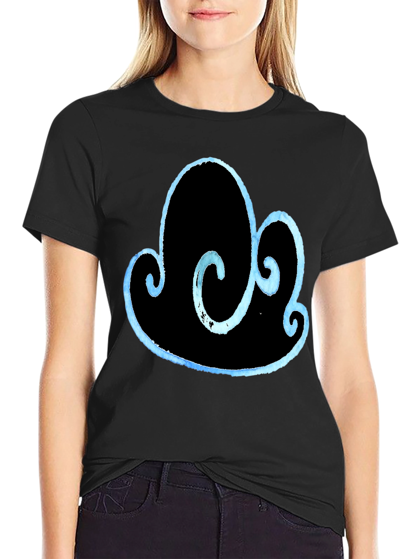 Black Abstract Cloud Design T-Shirt view 2