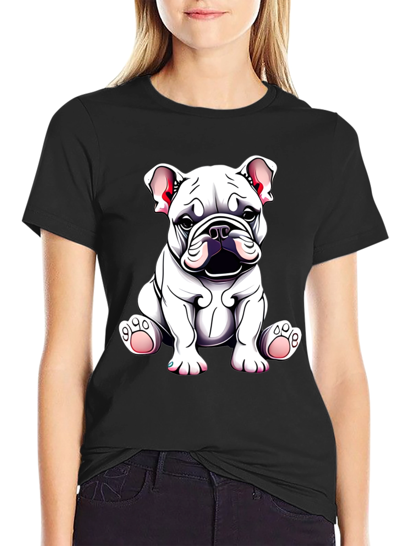 Black Bulldog Puppy Graphic Tee - Cute Dog Lover Shirt view 2