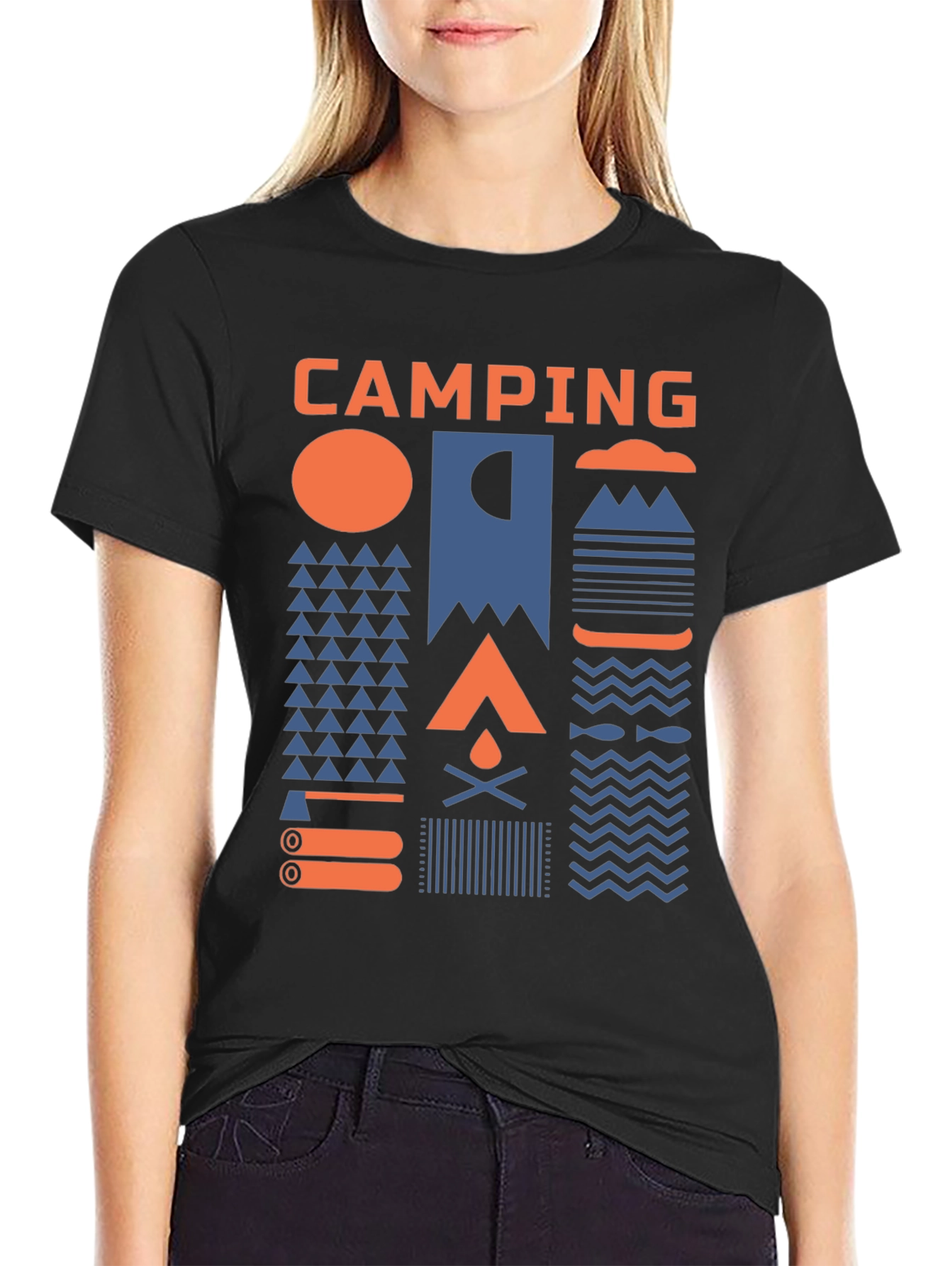 Black Camping Graphic T-Shirt - Unisex view 2