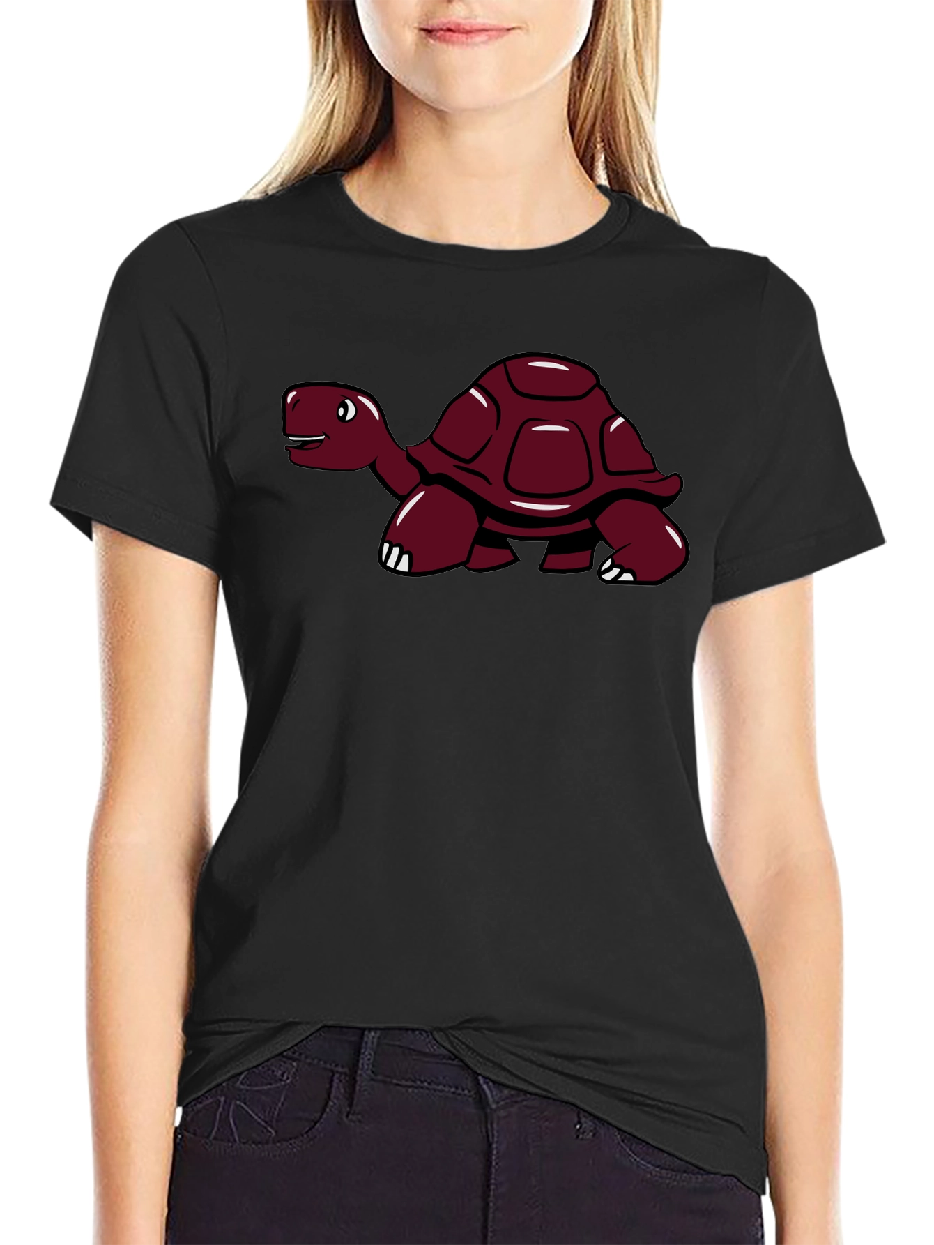 Black Turtle Graphic Tee - Black Cotton Casual Shirt view 2
