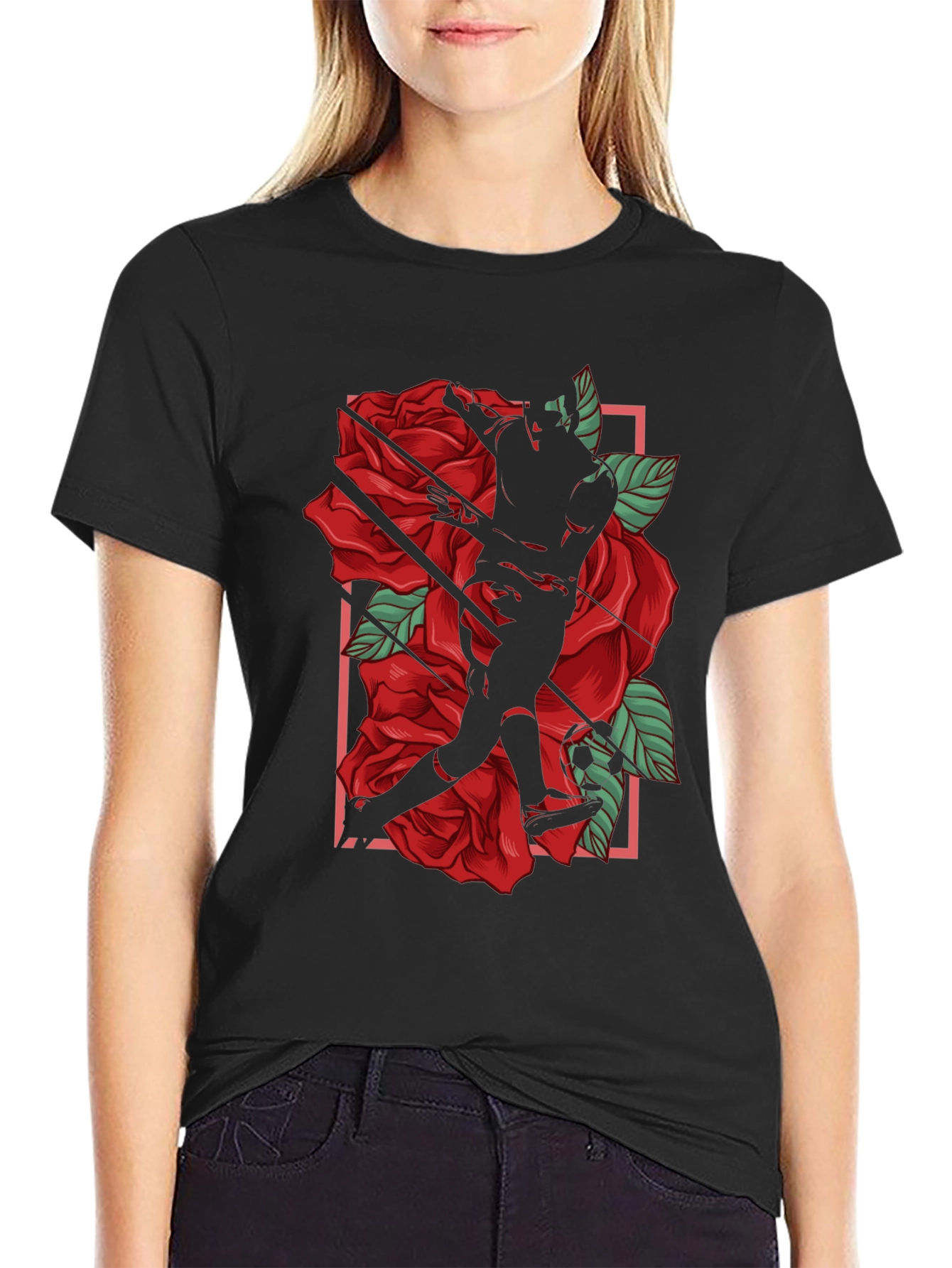 Black Rose Baseball Graphic T-Shirt view 2