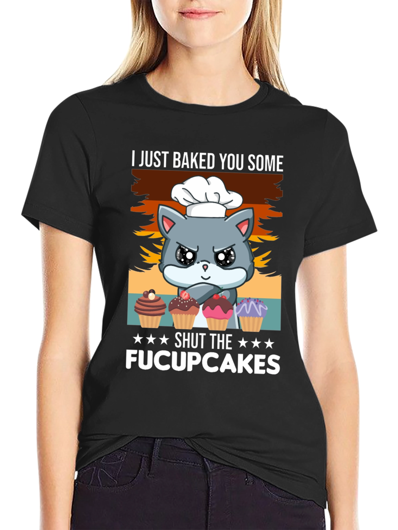 Black I Just Baked You Some Fucupcakes T-Shirt view 2
