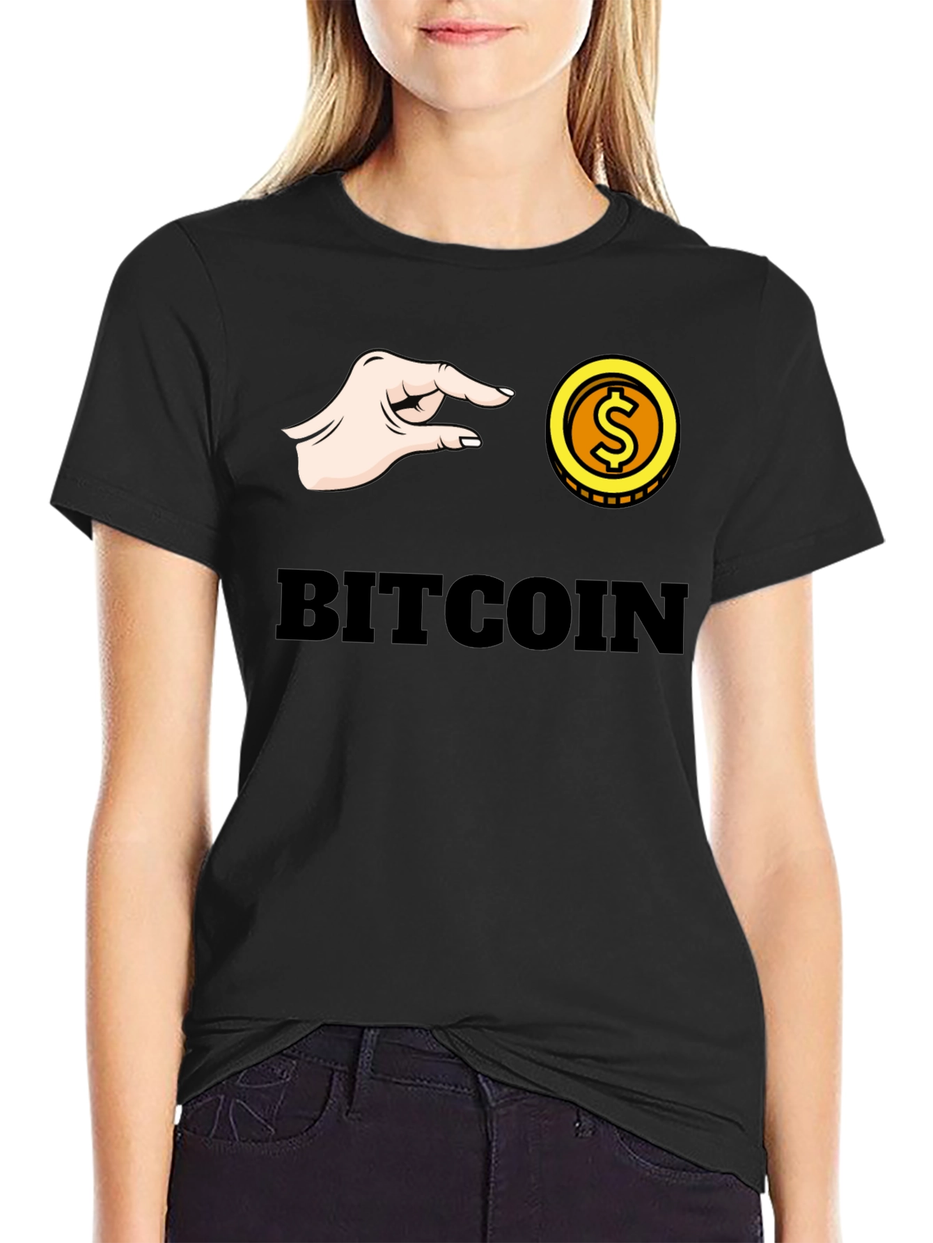 Black Bitcoin Pinch T-Shirt - Crypto Graphic Tee view 2