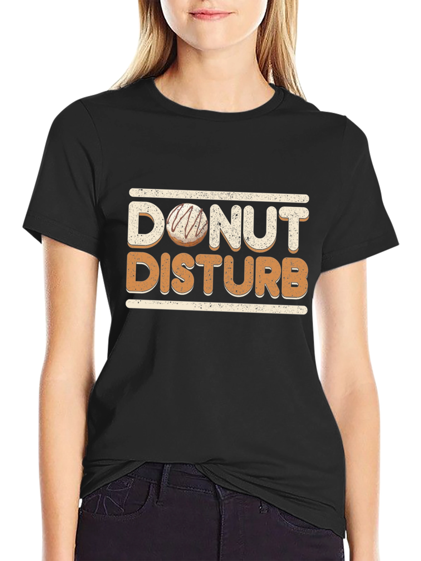 Black Donut Disturb Graphic T-Shirt - Funny Novelty Tee view 2