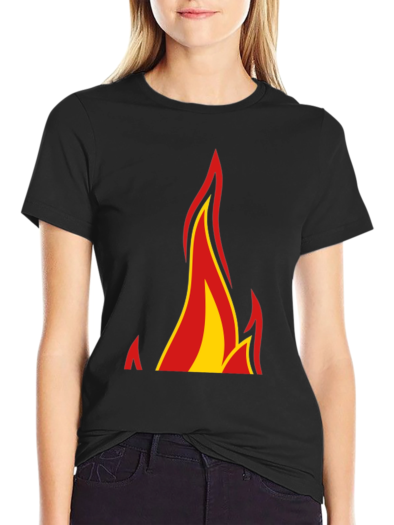Black Flame Graphic Black T-Shirt view 2