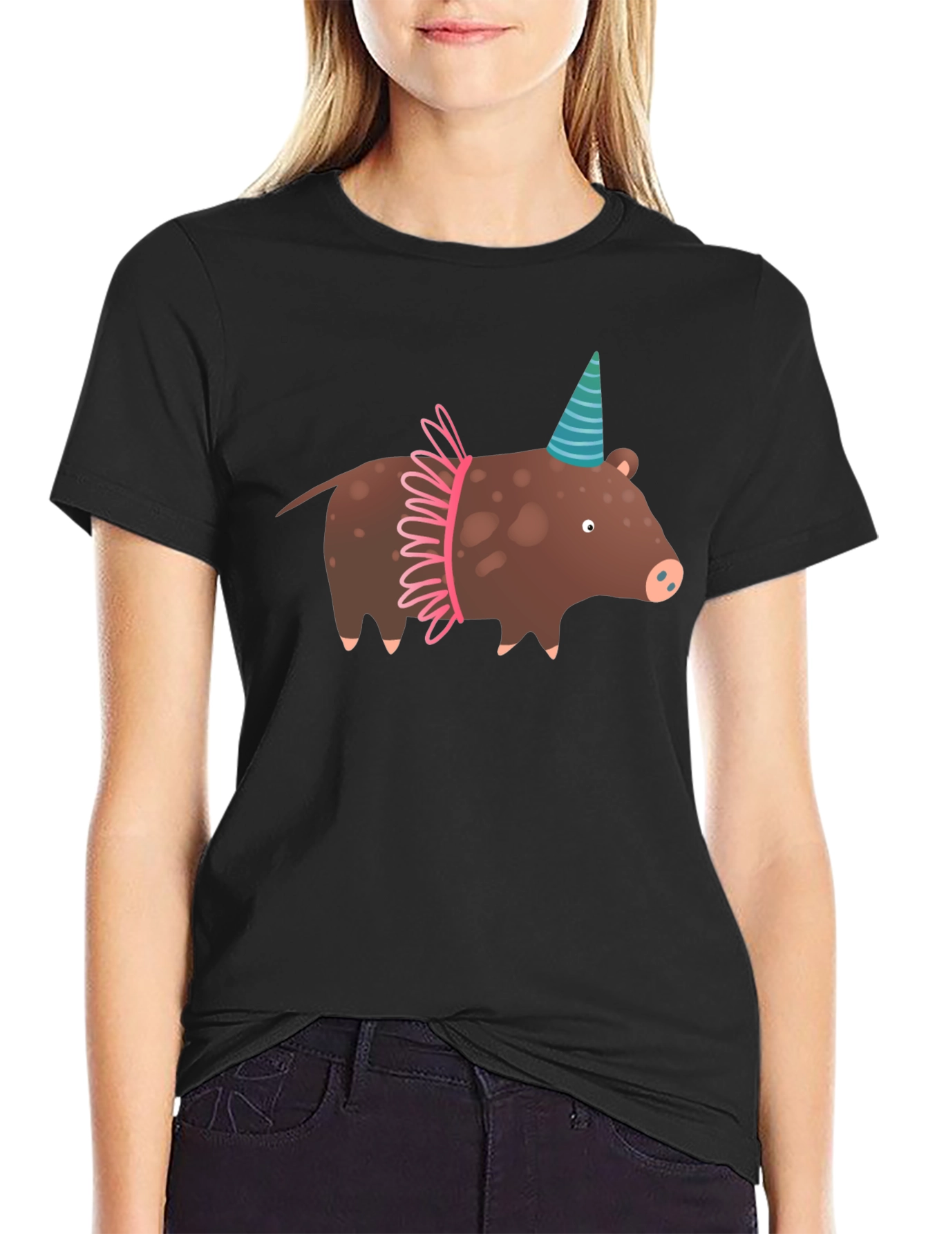 Black Party Pig T-Shirt view 2
