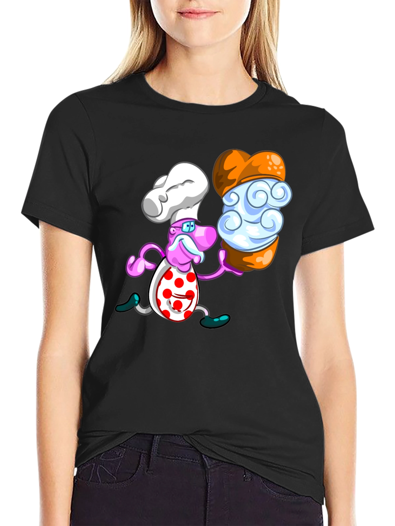 Black Chef Dessert T-Shirt - Unique Graphic Tee view 2