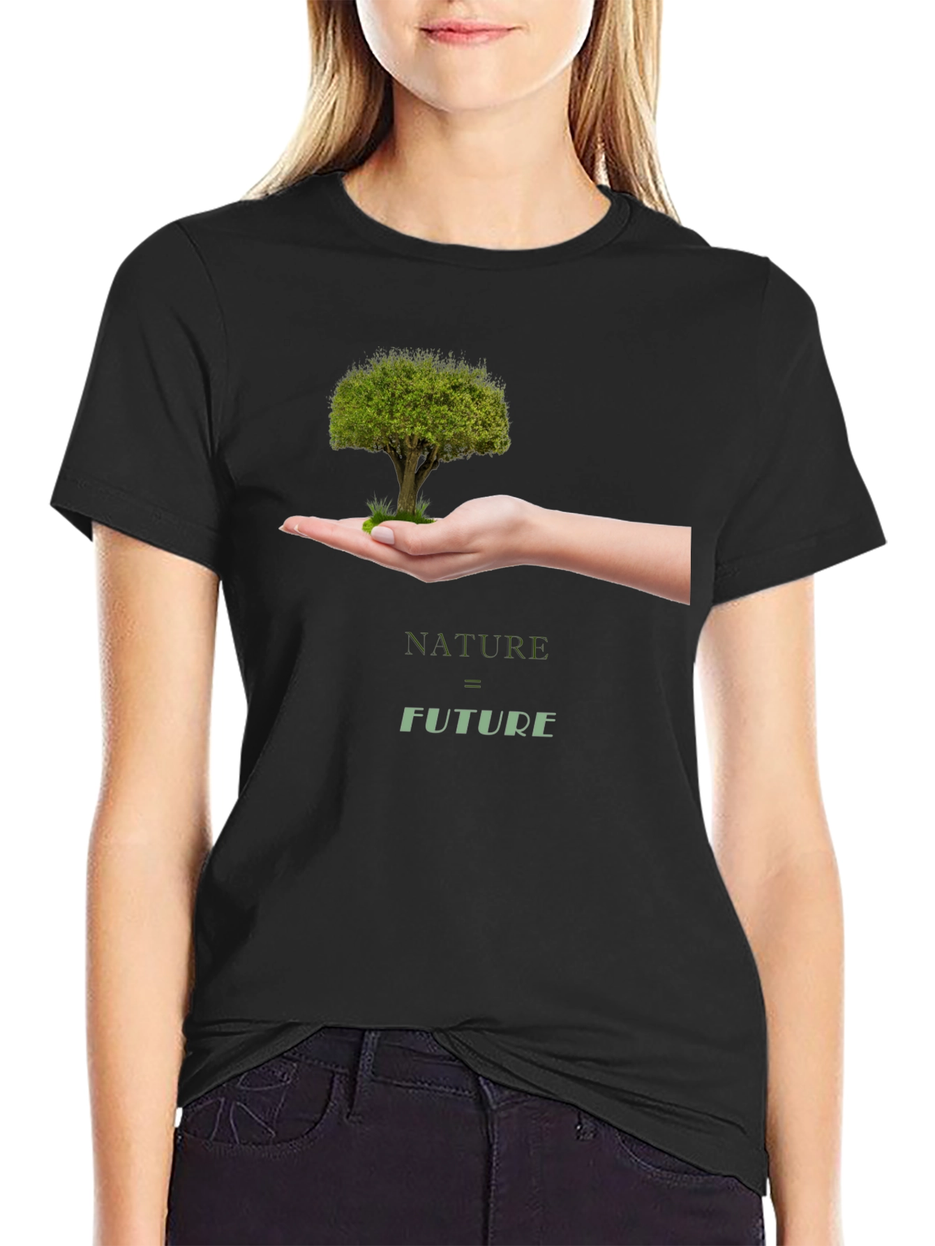 Black Nature = Future Graphic Tee - Black Cotton view 2