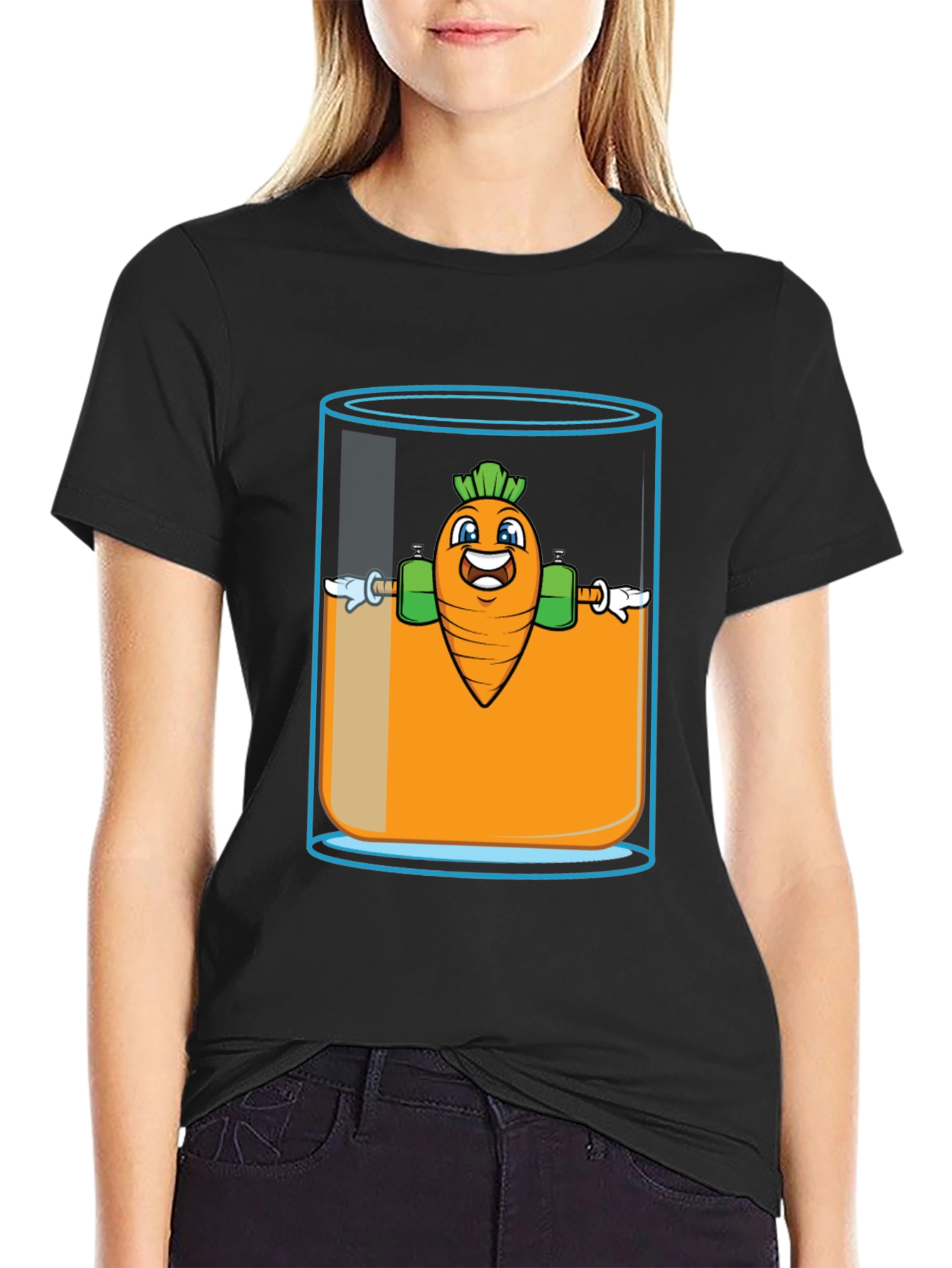Black Funny Carrot Juice Gym T-Shirt - Black view 2