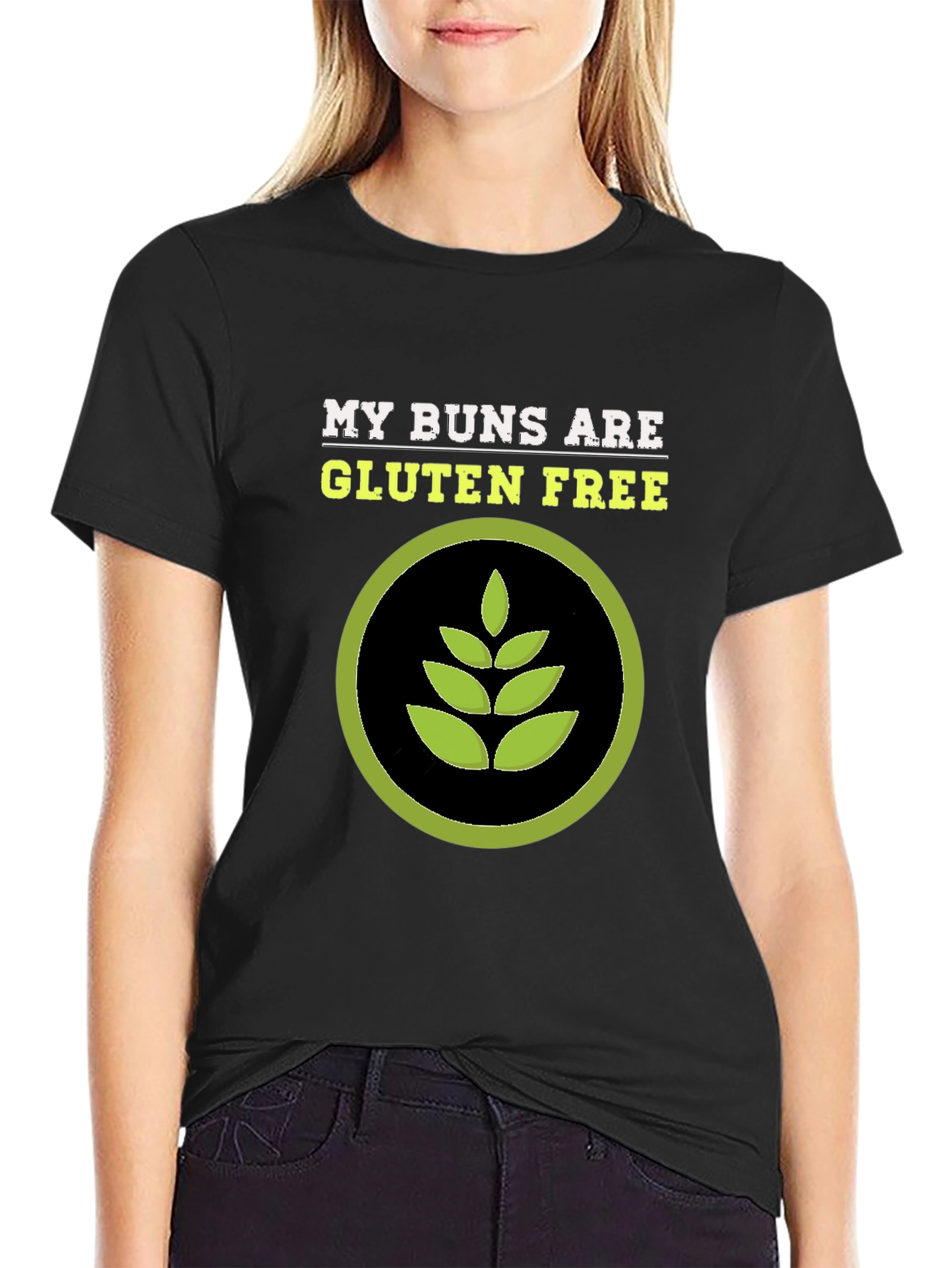 Black Gluten-Free Buns Graphic T-Shirt view 2
