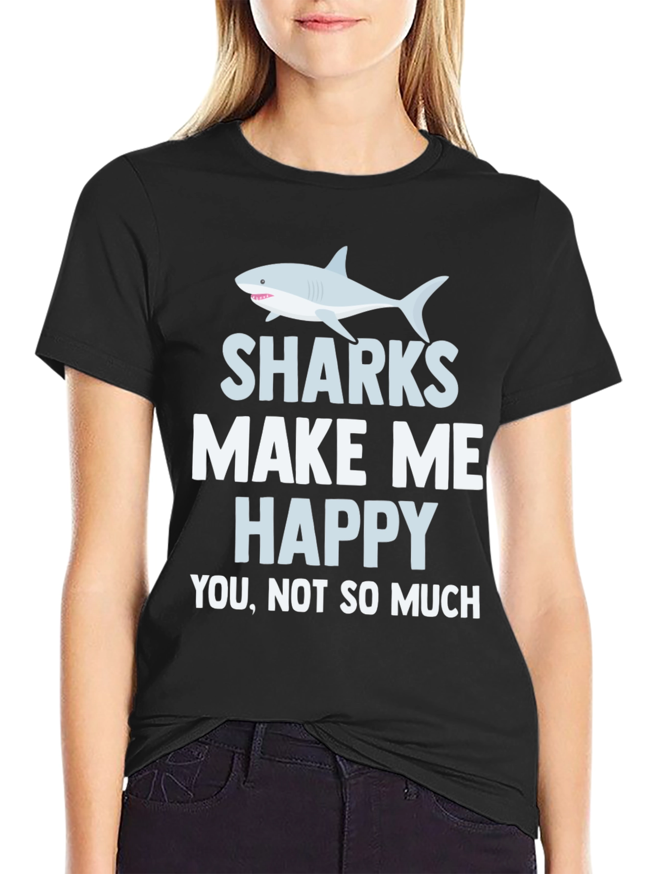Black Sharks Make Me Happy T-Shirt view 2