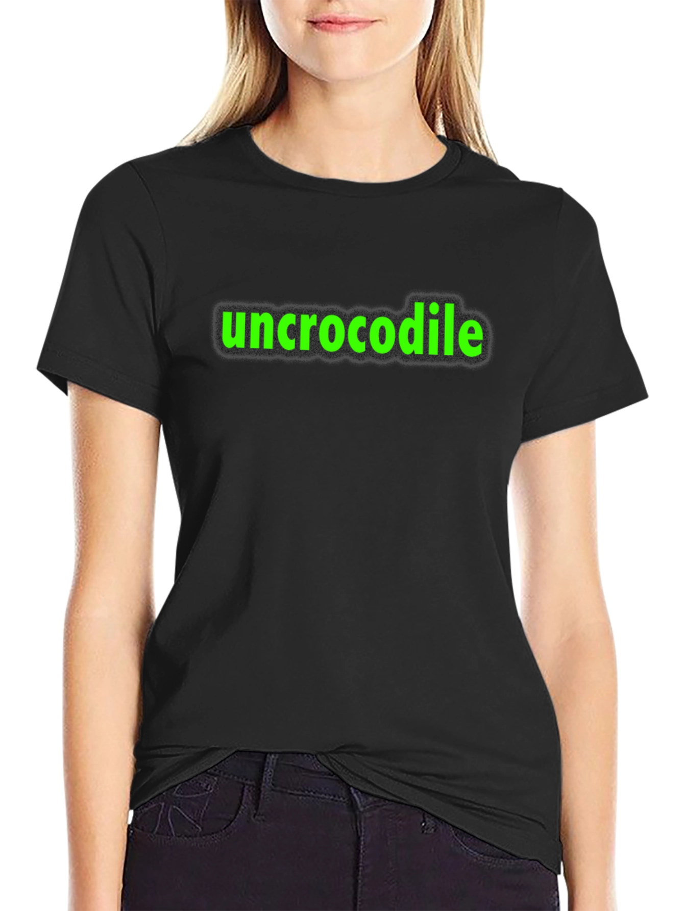 Black Uncrocodile Graphic Tee - Black Casual T-Shirt view 2
