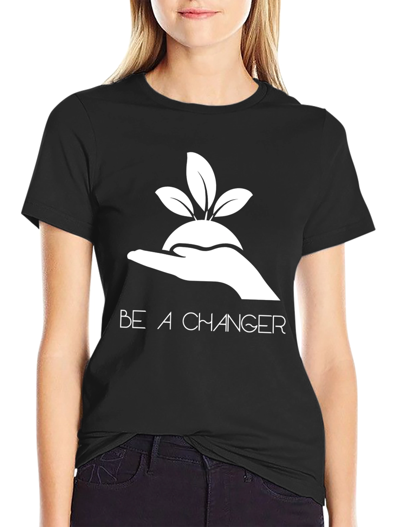 Black Eco-Friendly 'Be A Changer' Graphic Tee view 2
