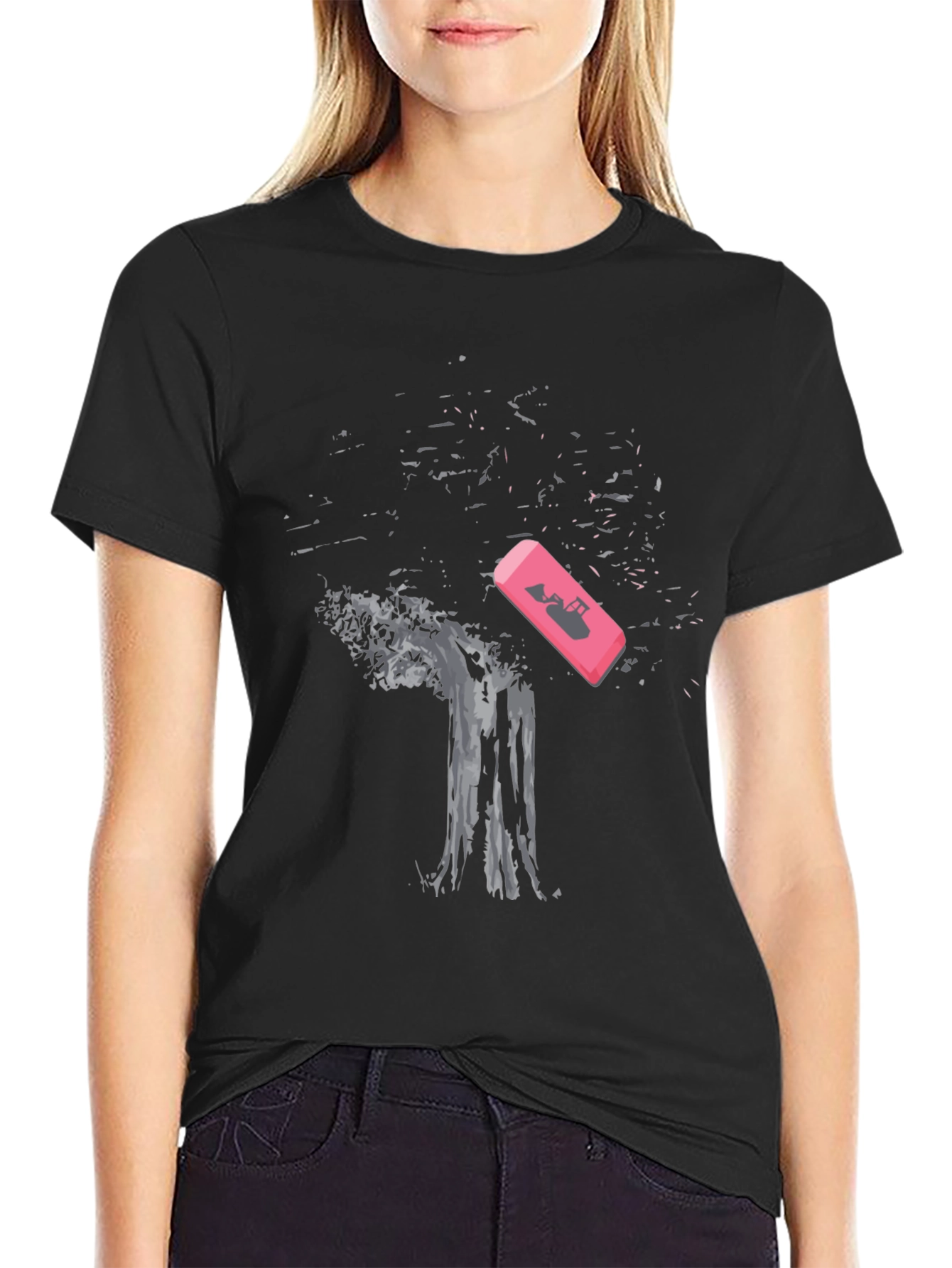 Black Eraser Tree Graphic Tee view 2