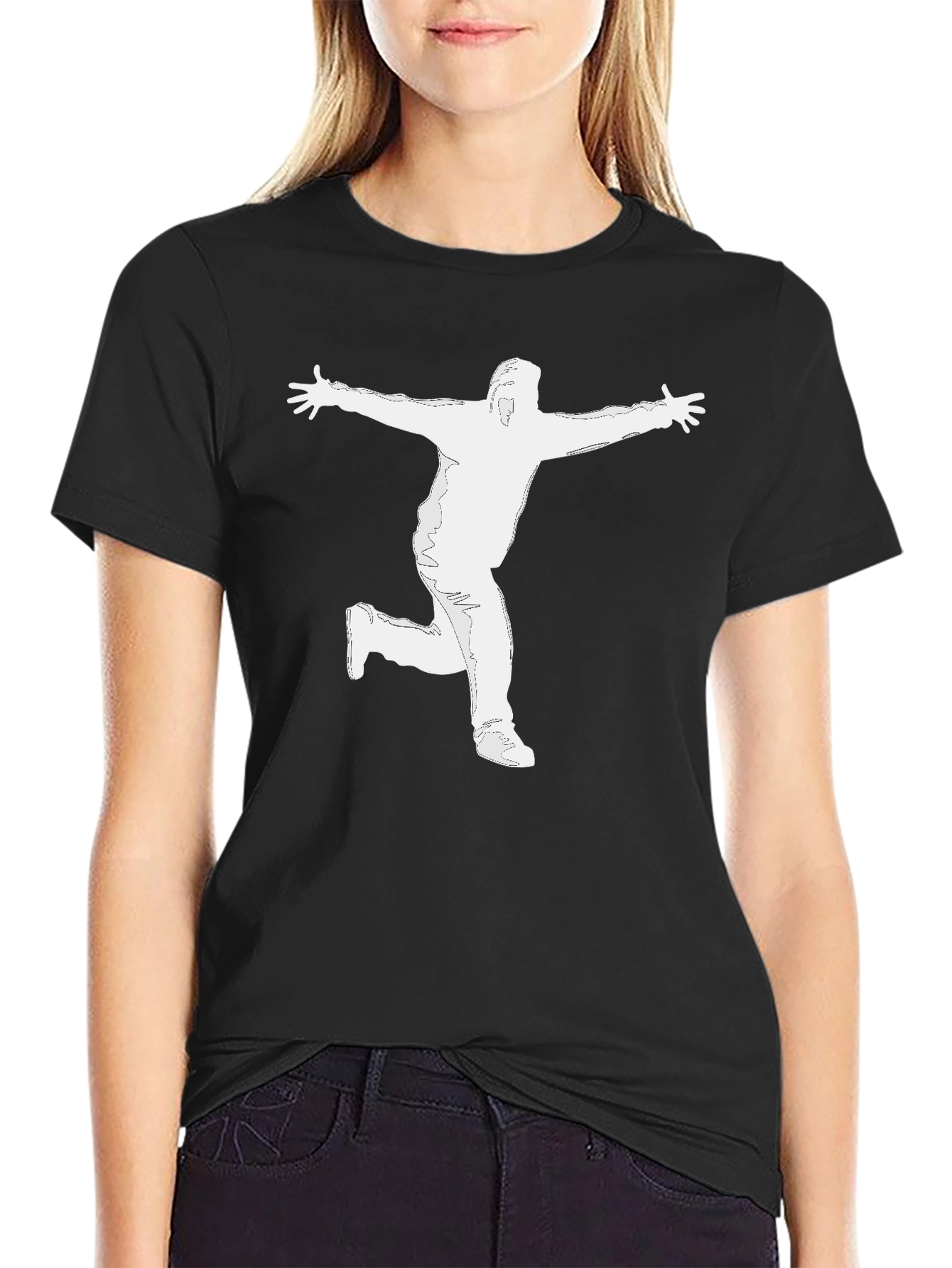 Black Men's Black Graphic T-Shirt - Silhouette Design view 2