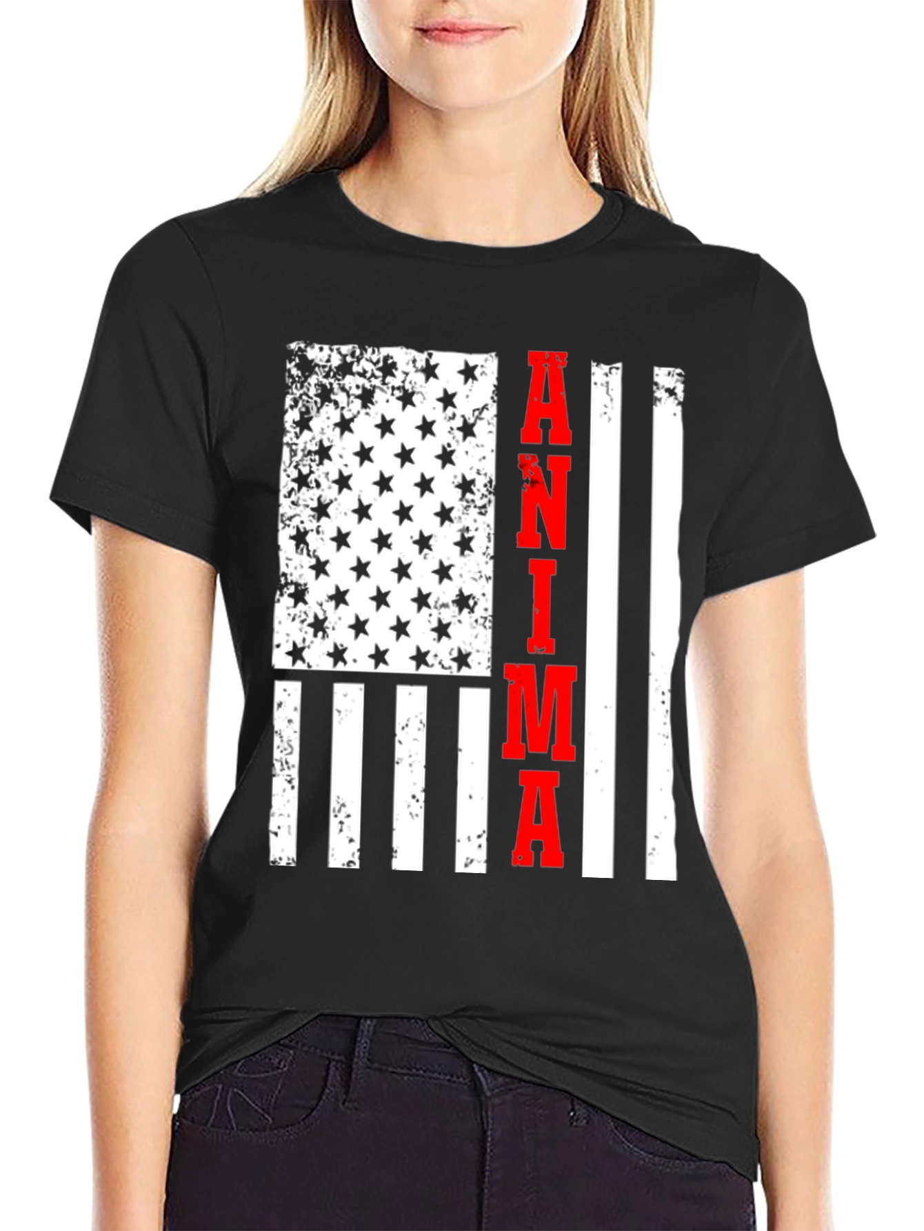 Black Anima USA Flag Graphic Tee - Black view 2