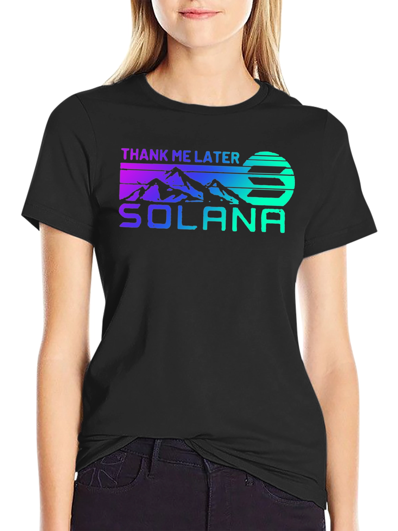 Black Solana Crypto Thank Me Later Graphic T-Shirt view 2