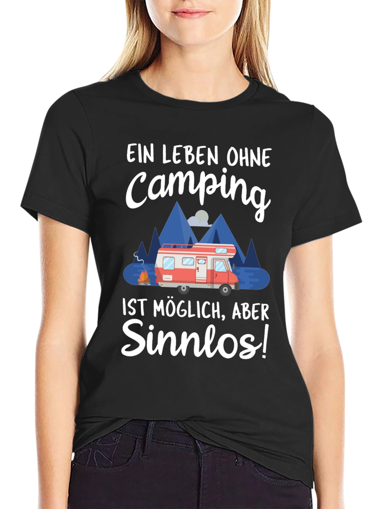Black Camping Lover T-Shirt - "Ein Leben Ohne Camping Sinnlos" view 2