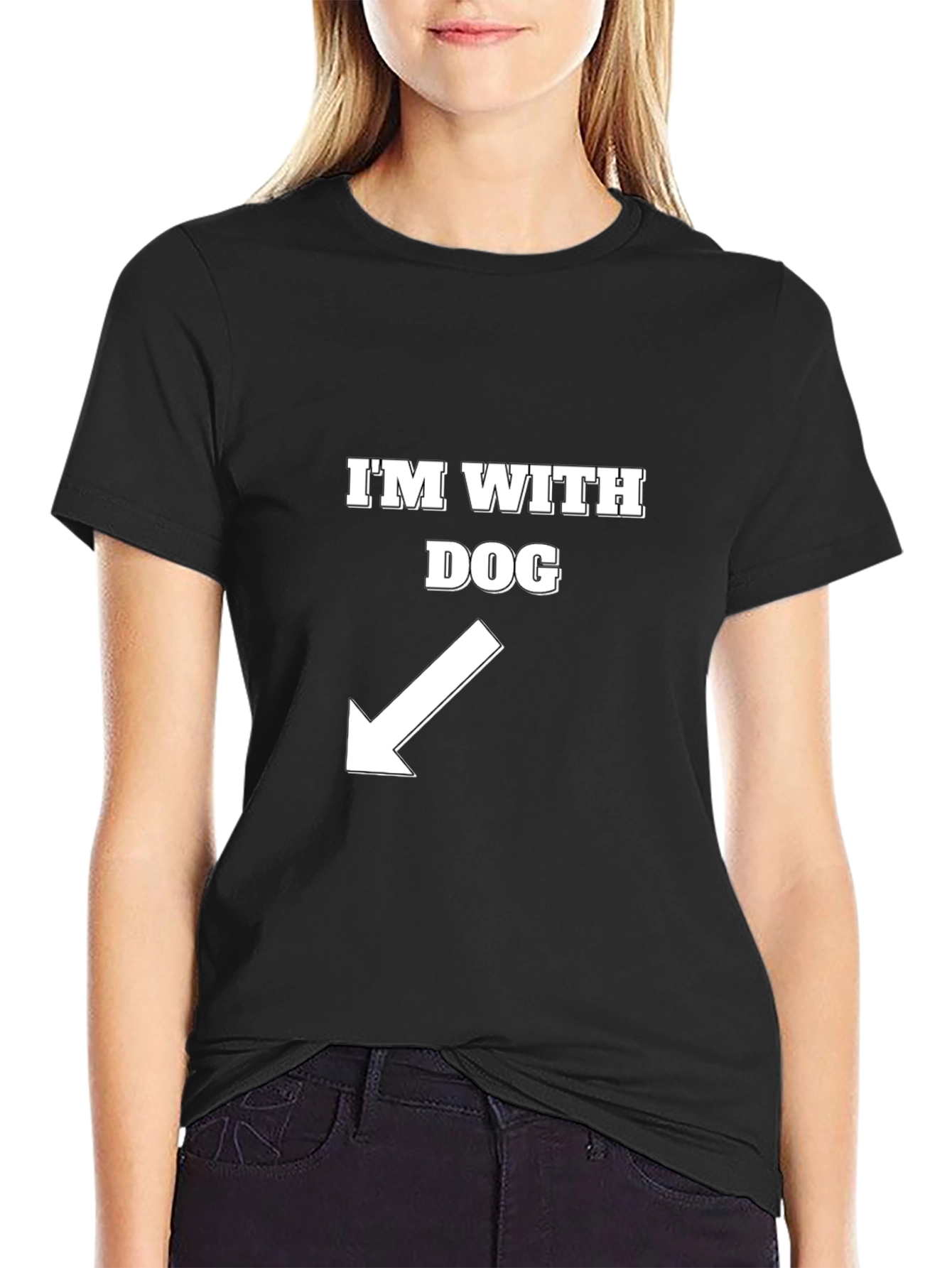 Black I'm With Dog T-Shirt with Arrow Humor Pet Lover Tee view 2